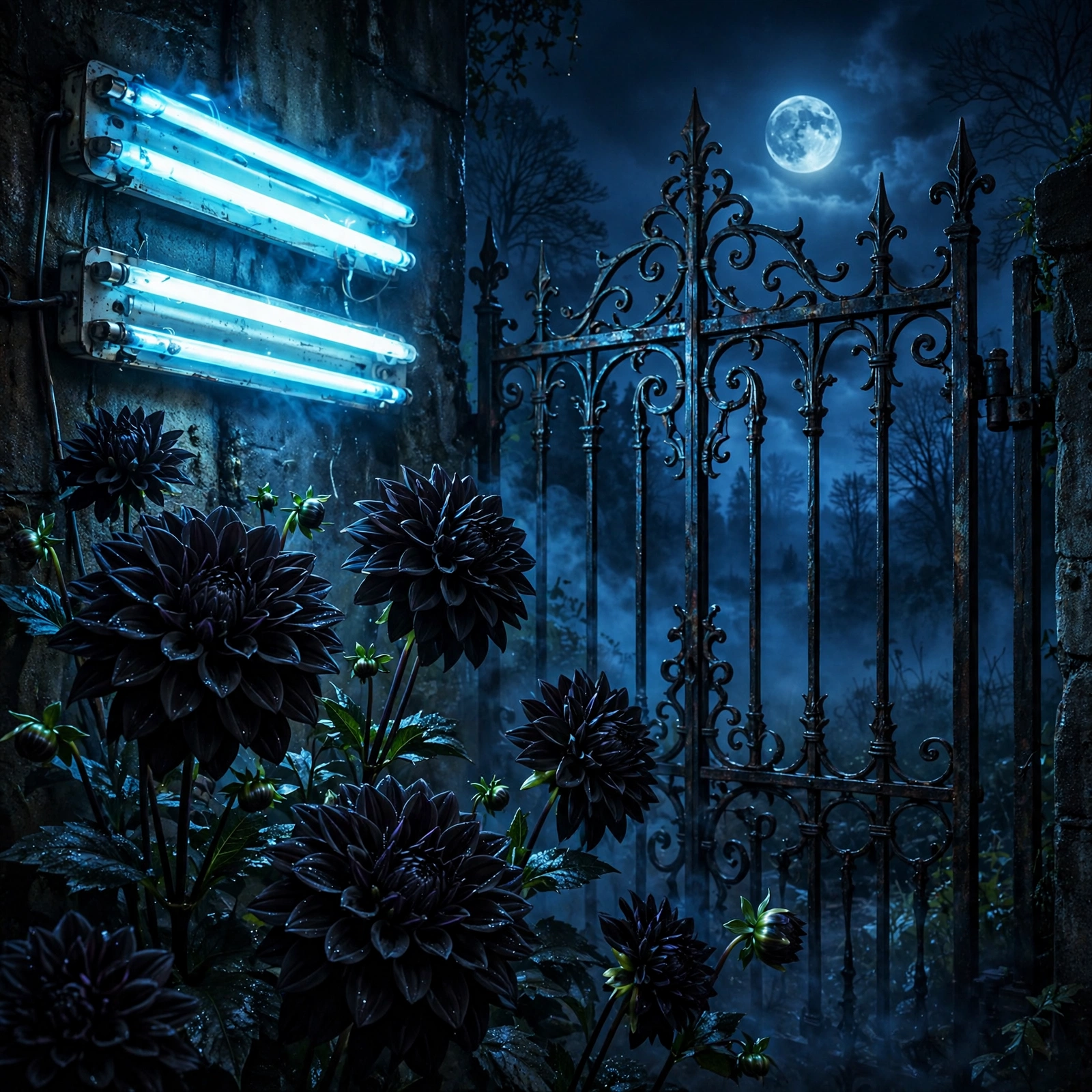Moonlit Dahlias