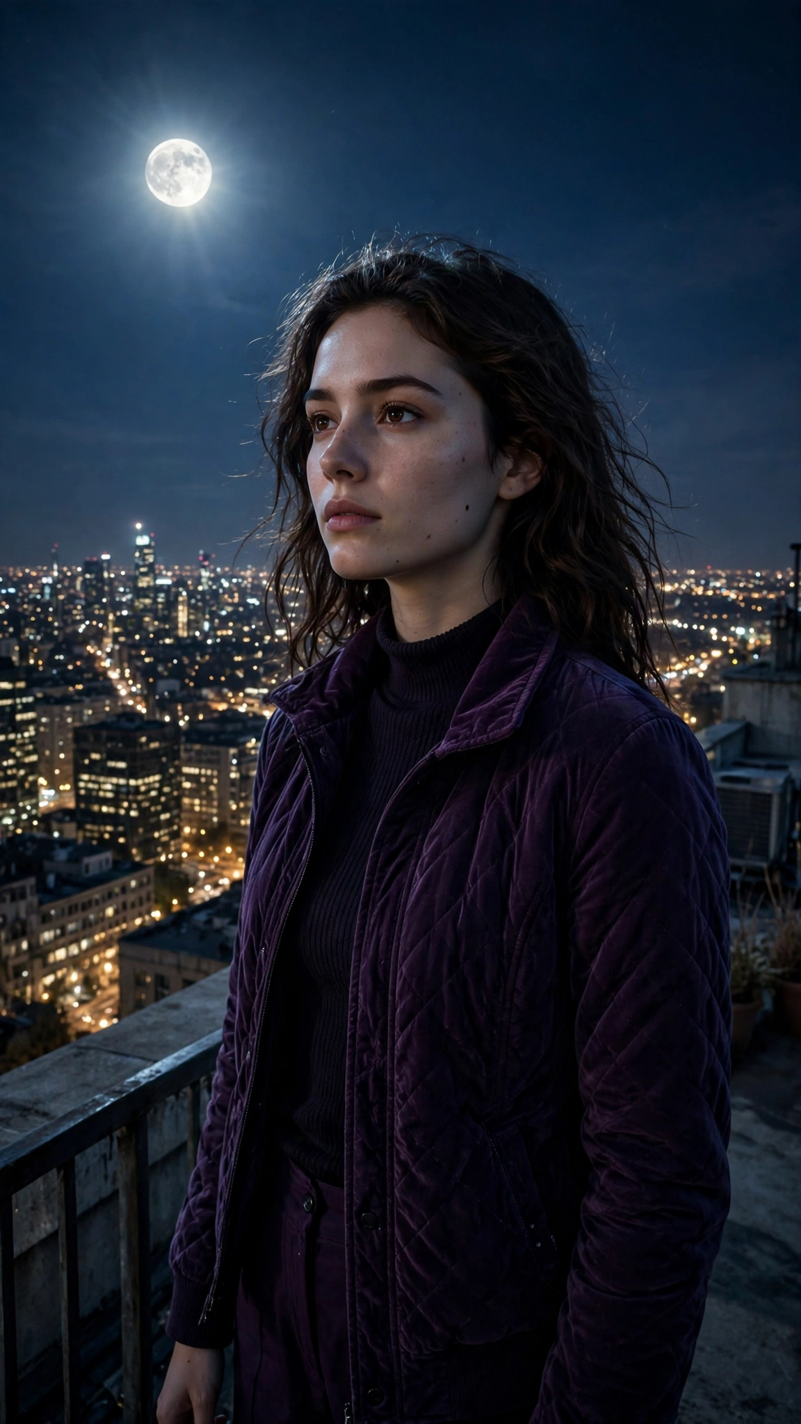 Moonlit Rooftop Portrait