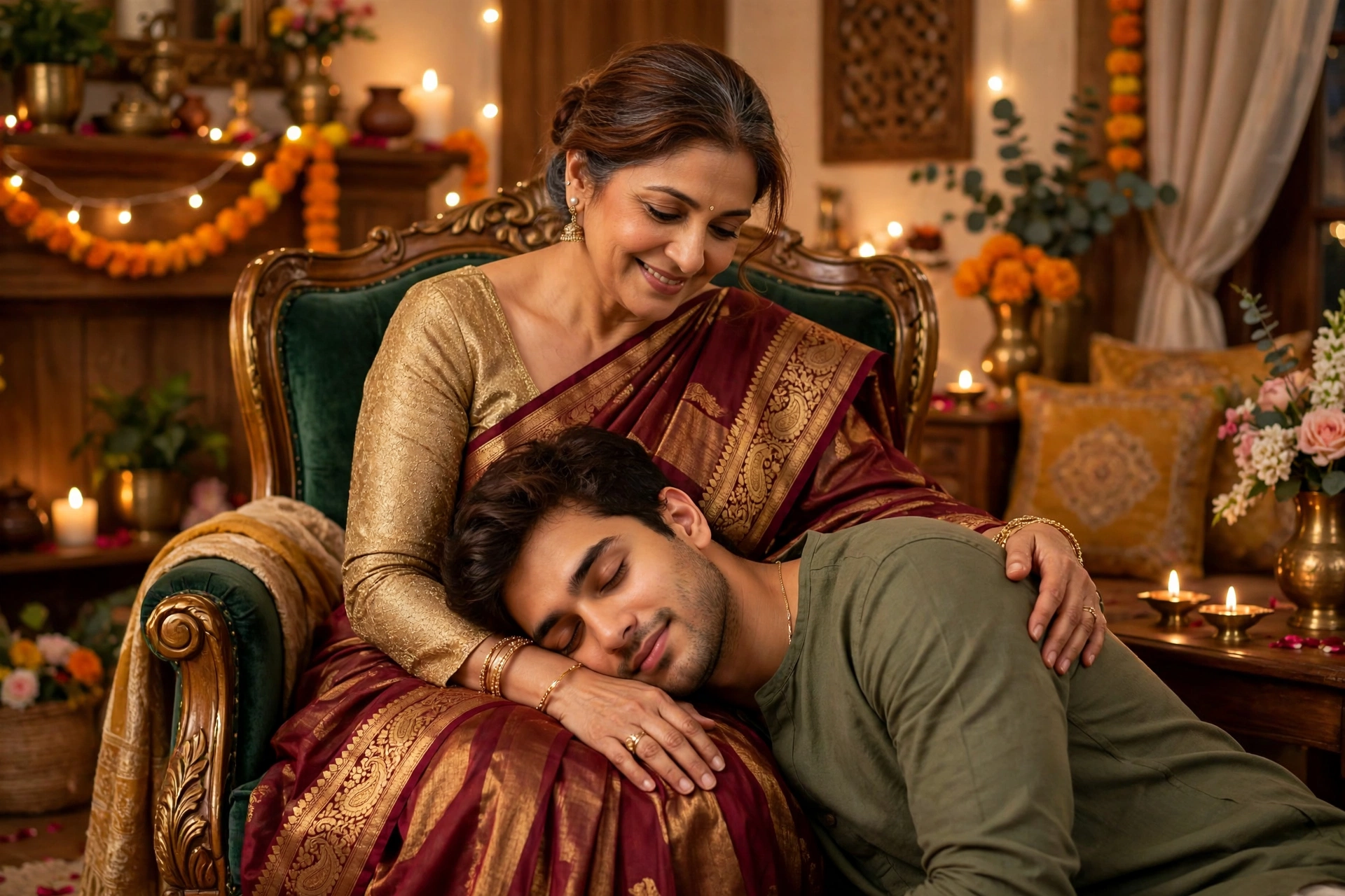 Mother's Day Saree Lap Photo Prompt