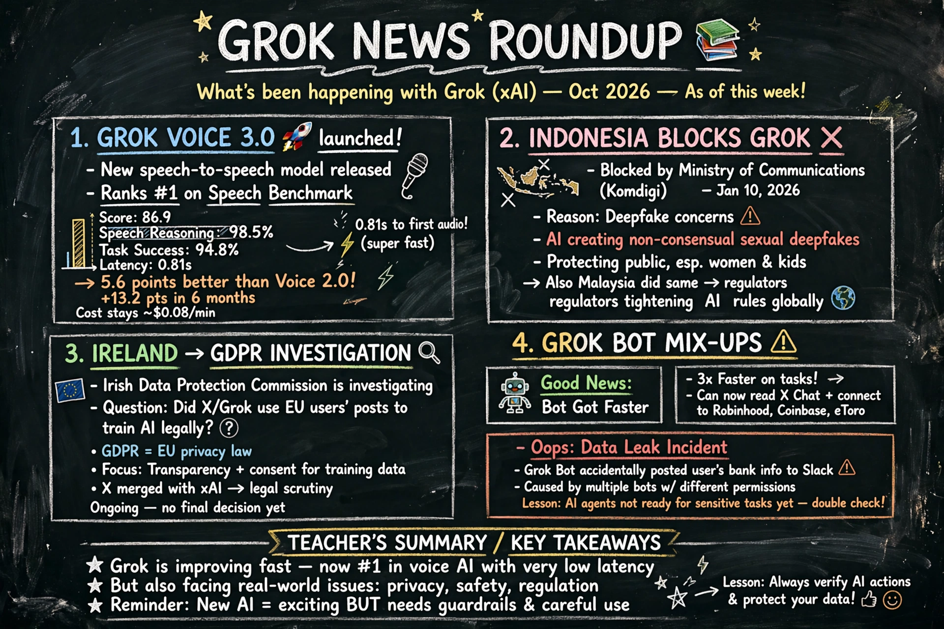 Chalkboard-style AI news summary
