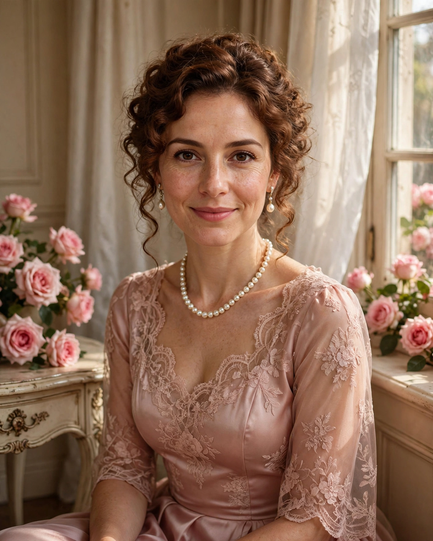 Identity-Preserving Satin Dress Portrait