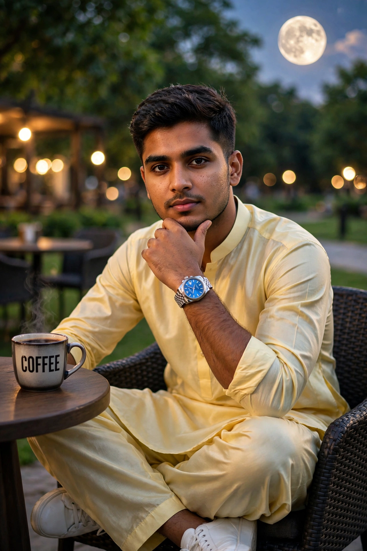 Realistic Portrait of South Asian Man at Twilight