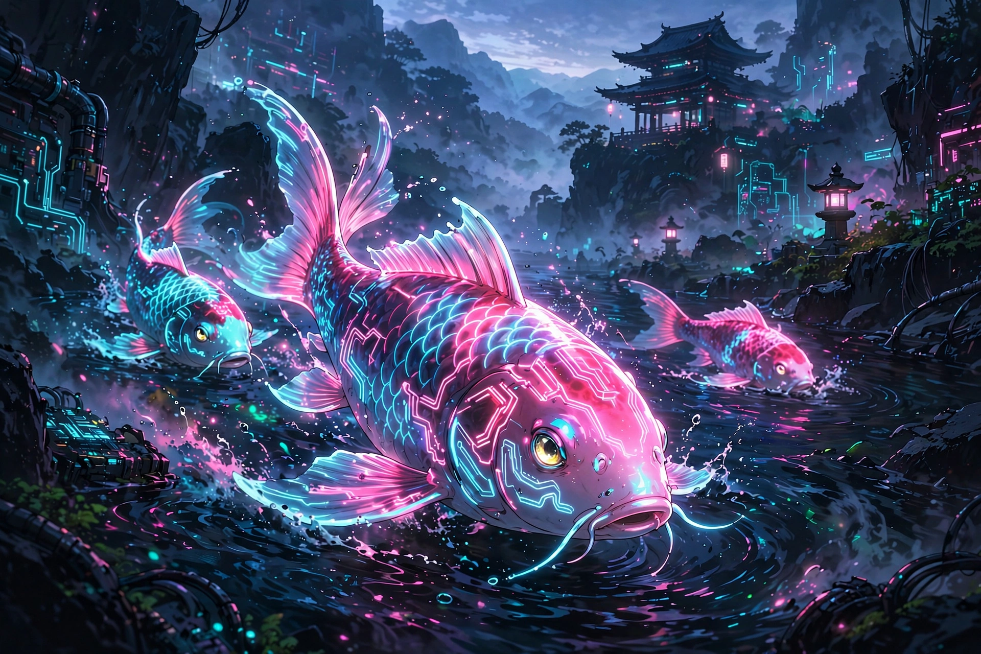 Neon Koi River