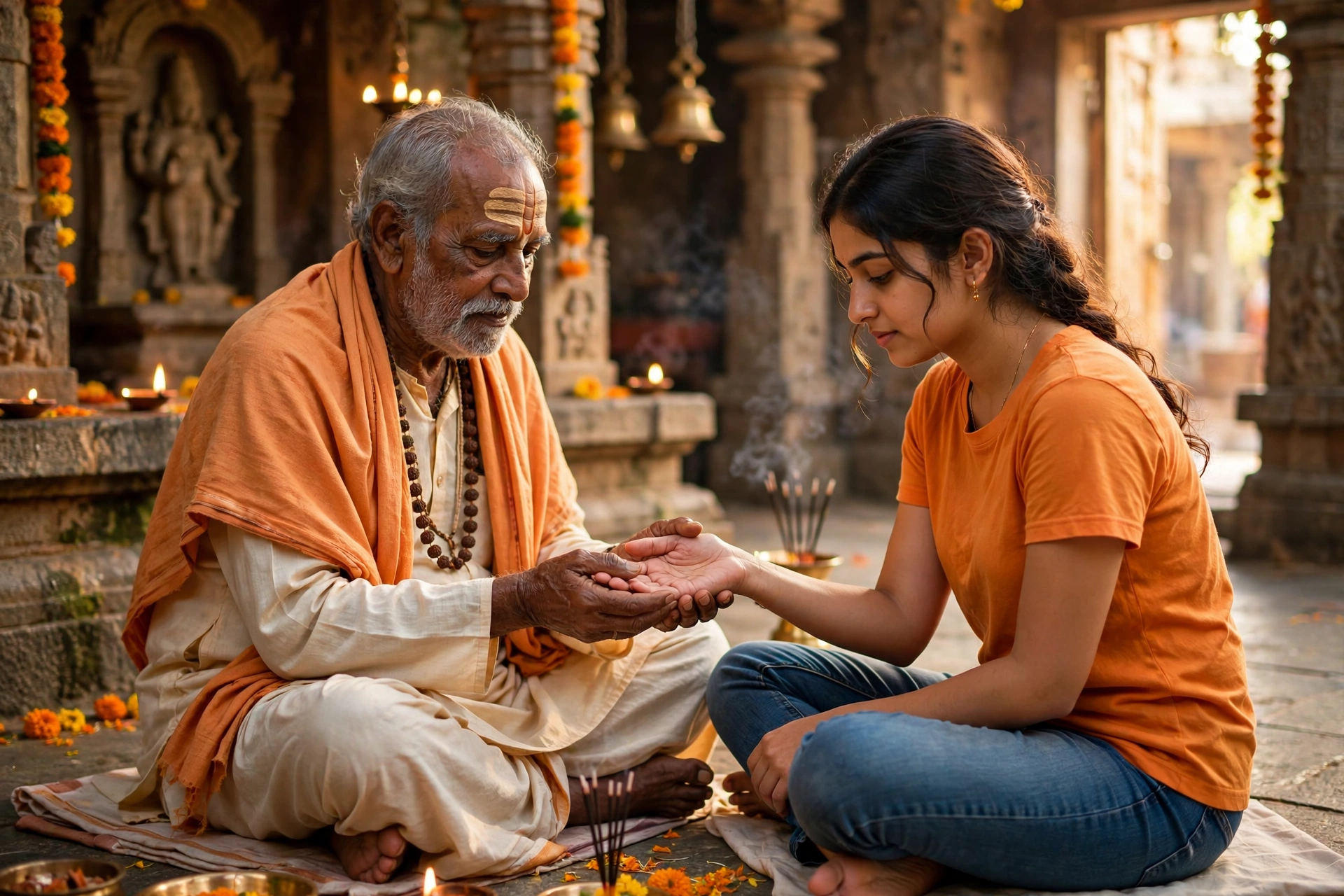 Pandit Reading Girl's Palm