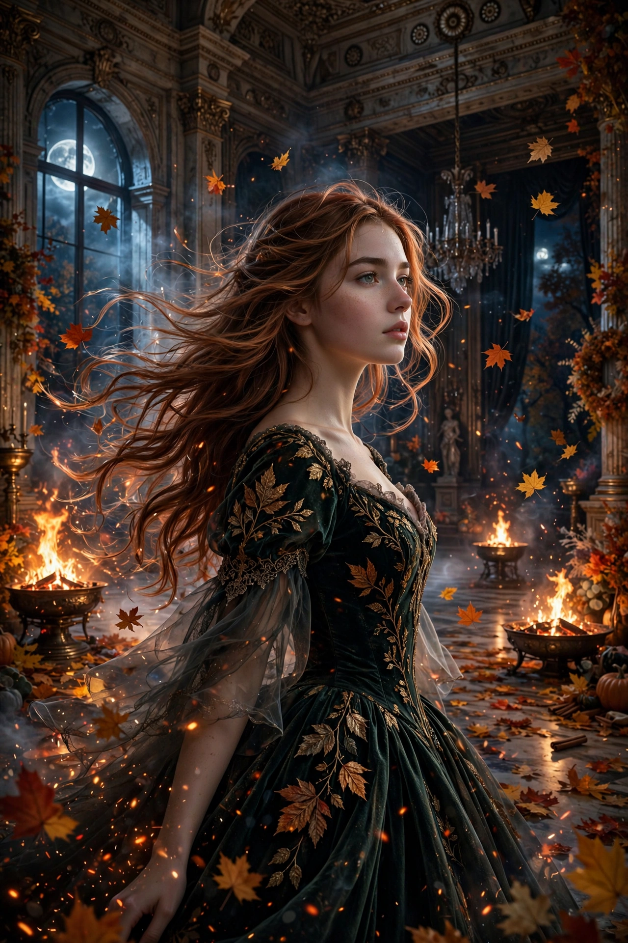 3D Autumn Fire Render