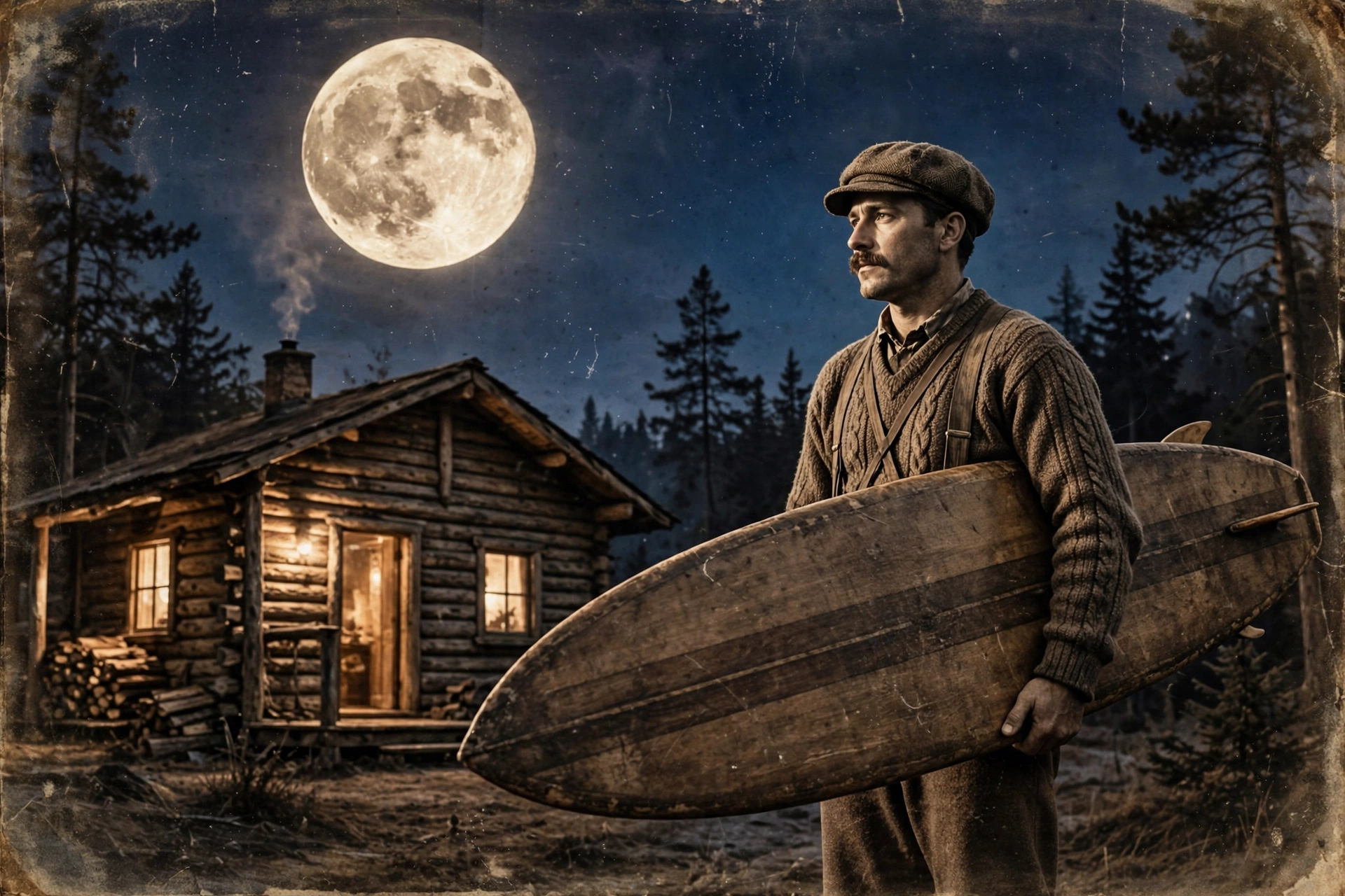 Retro Wolf Moon