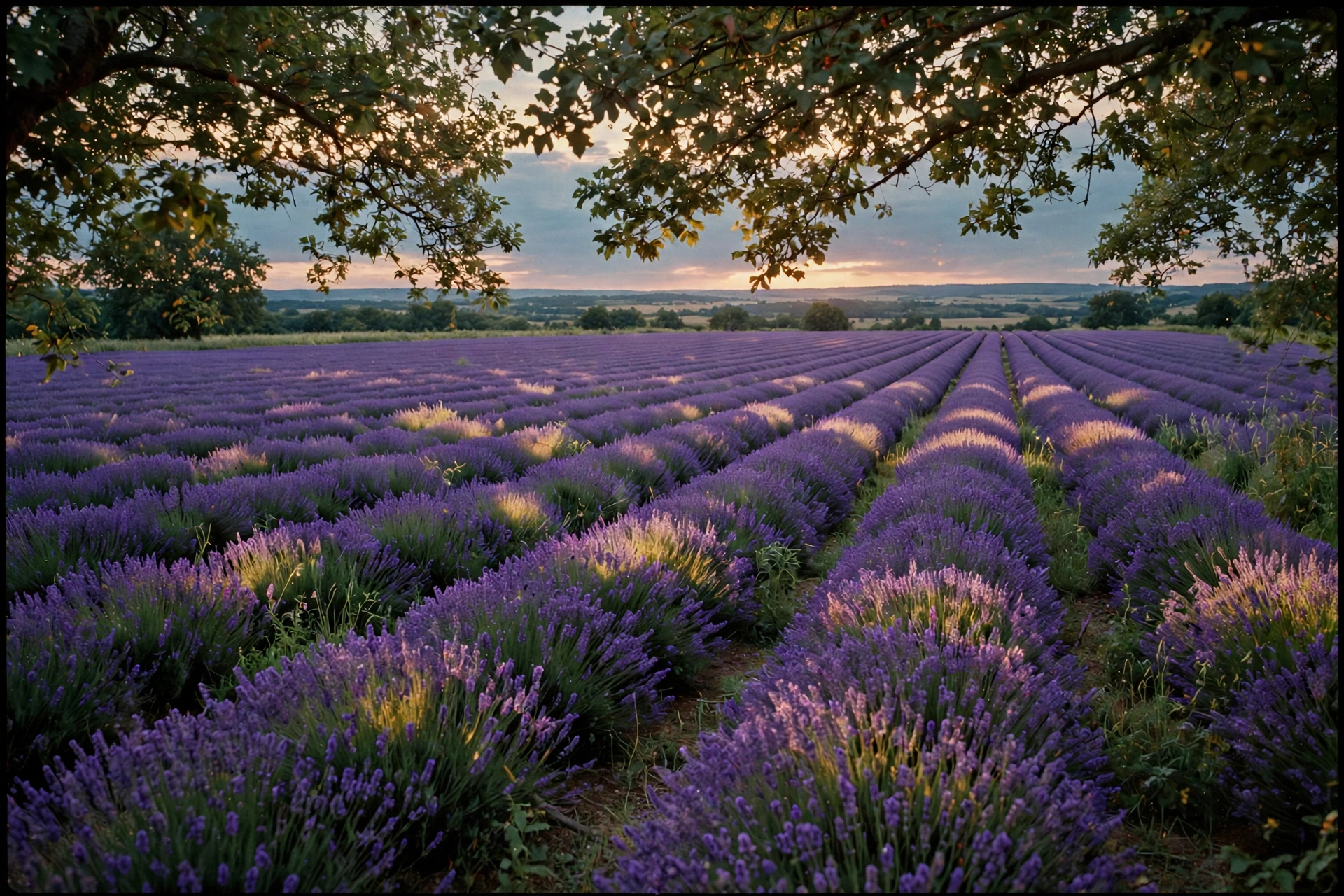 Retro Lavender Field