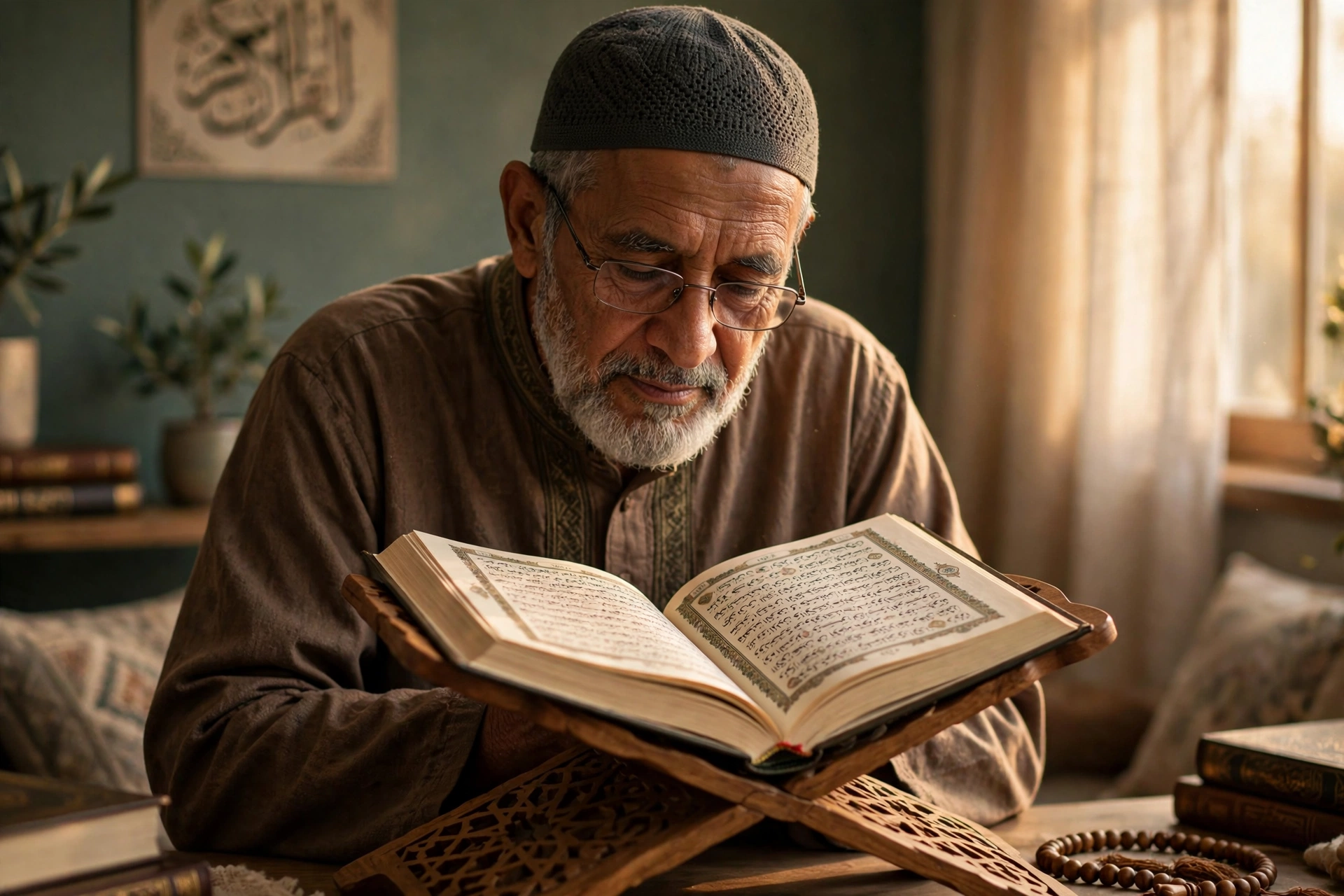 Quran Elderly Man Reading