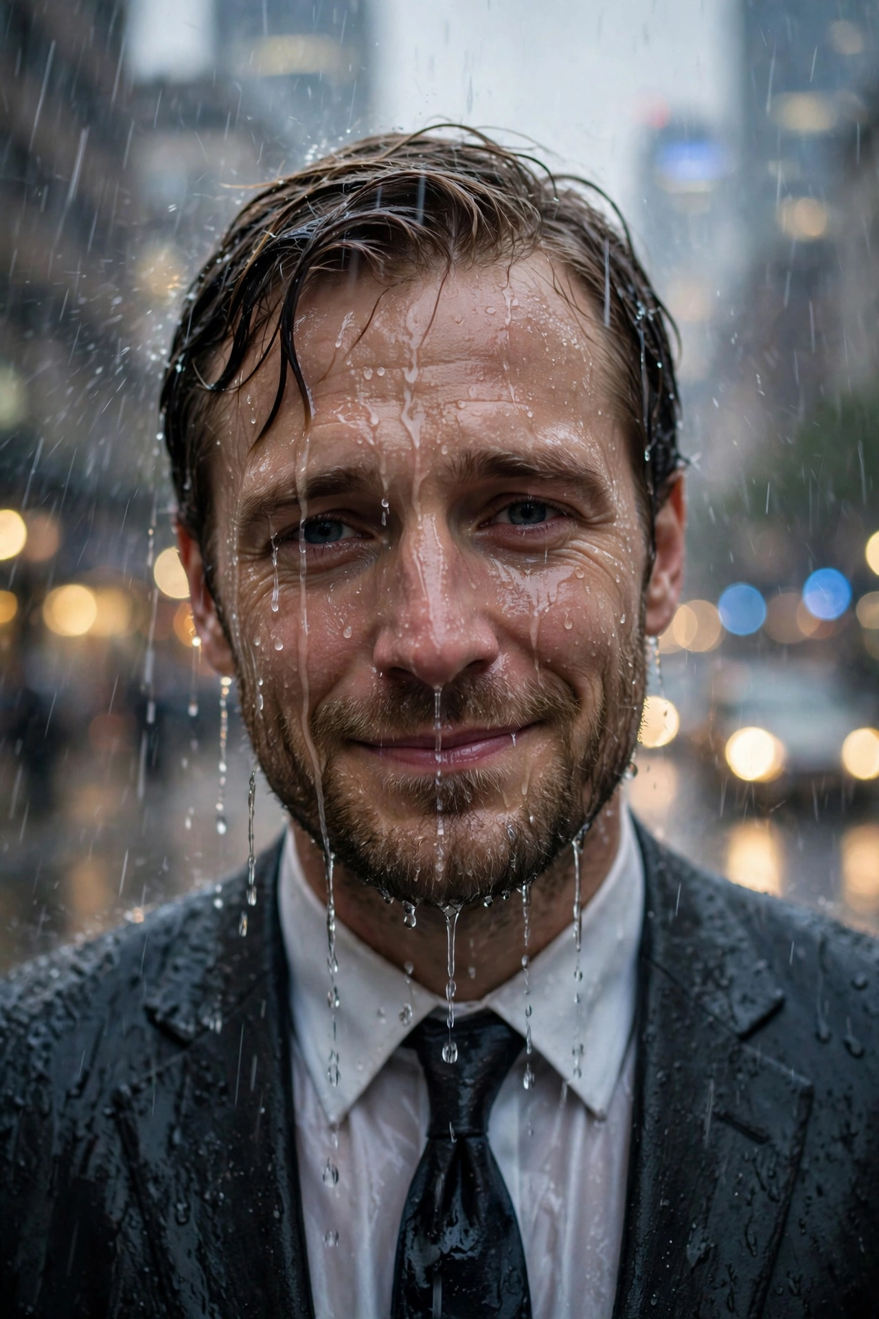 Rain-Soaked Commuter
