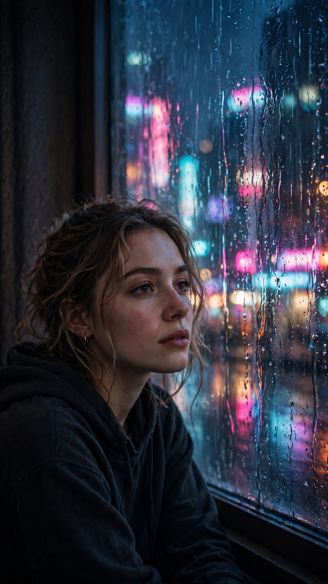 Rainy Neon Window