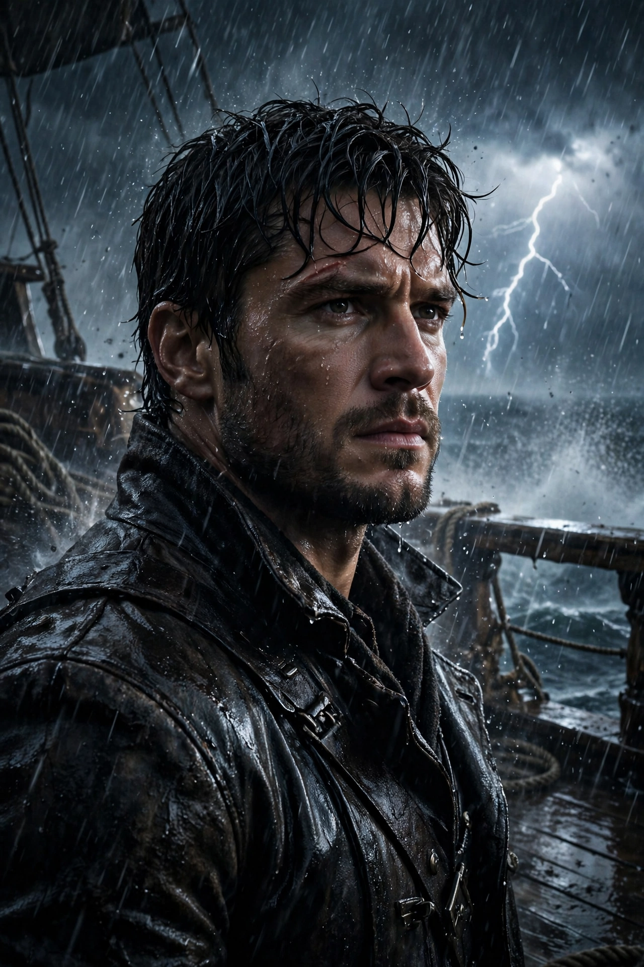 Rainy Ship Deck Hero Portrait