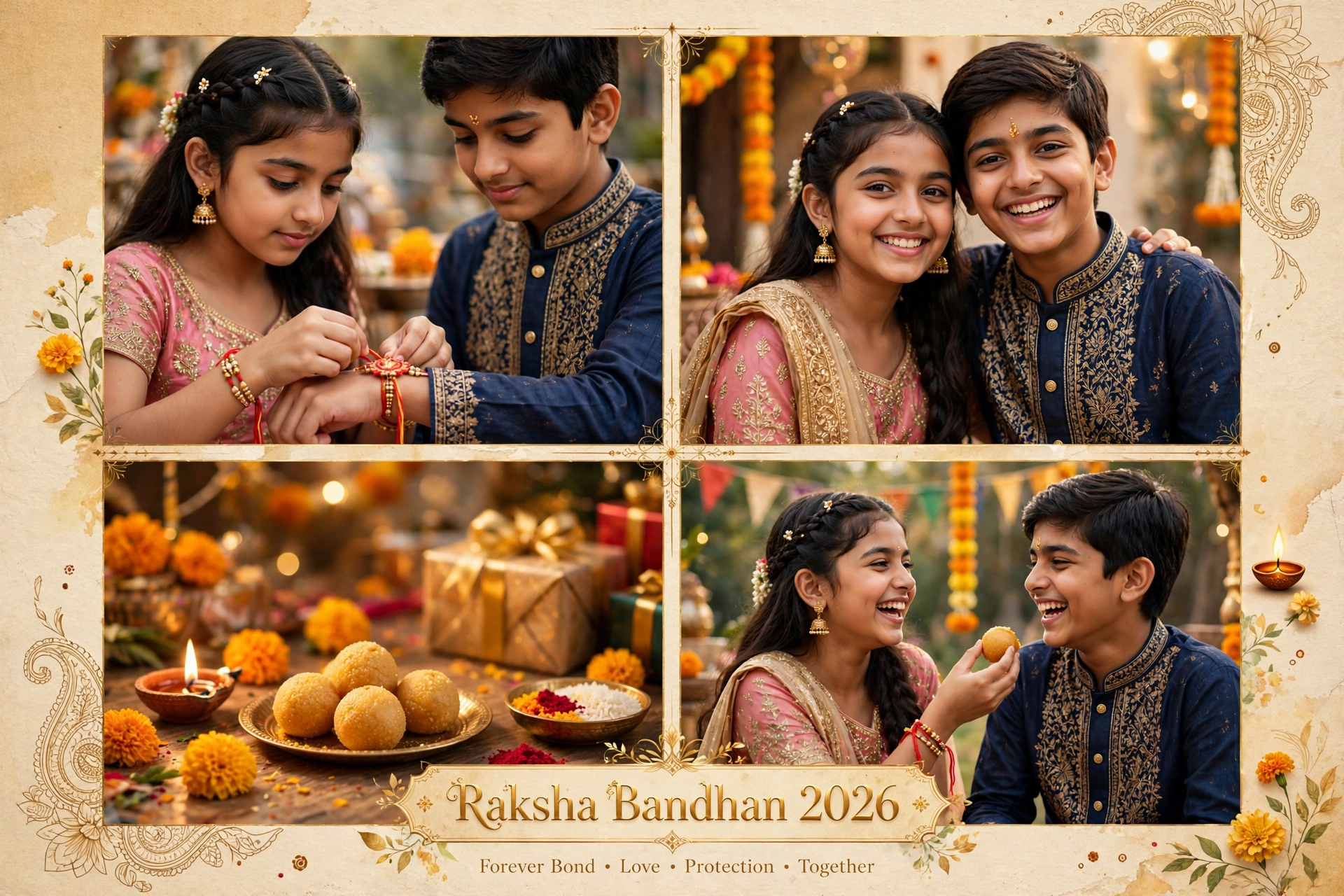 Raksha Bandhan Sibling Collage Prompt