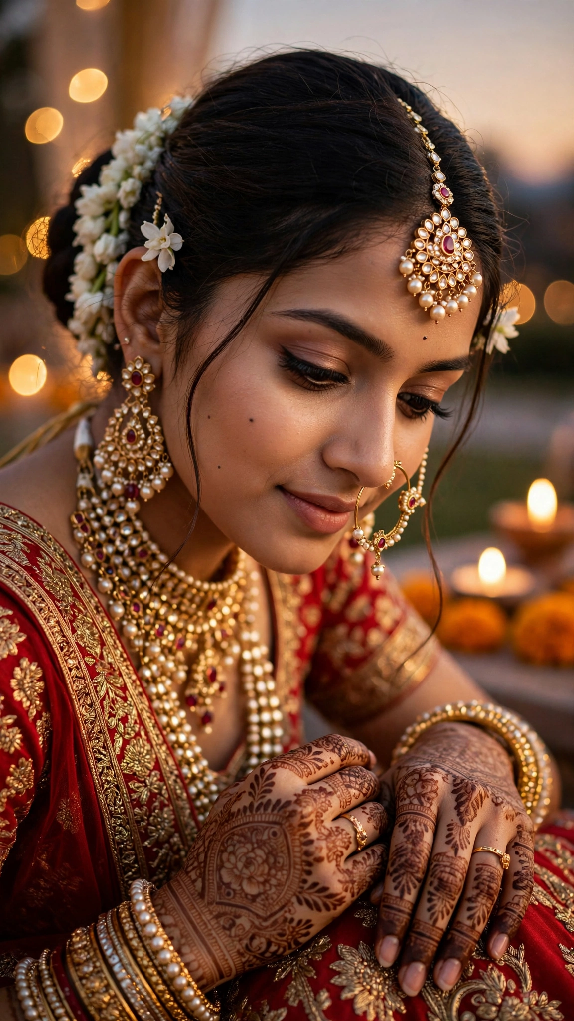 Red Lehenga Bridal Portrait Prompt