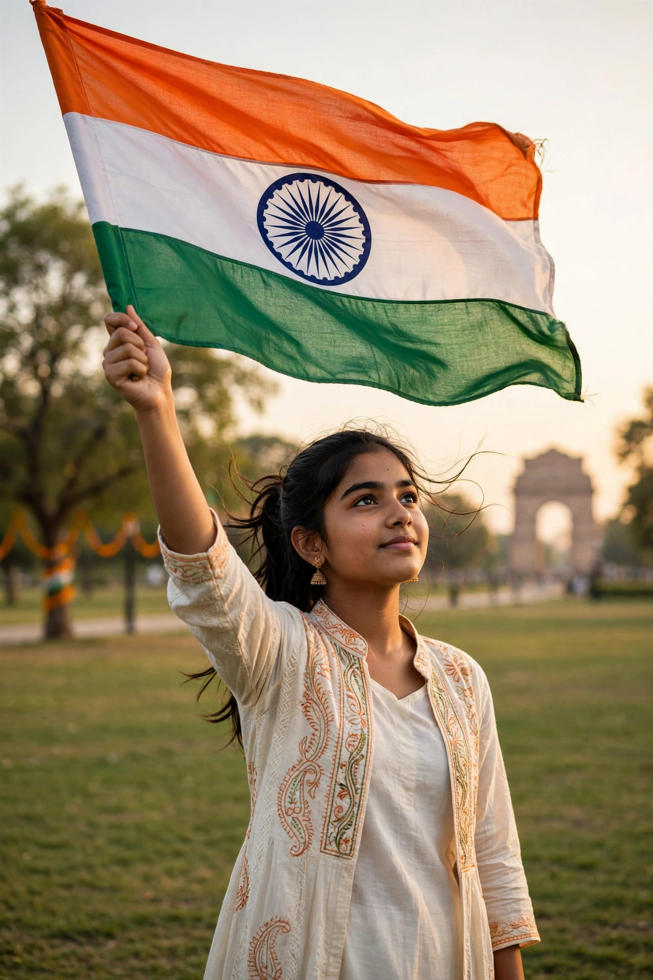 Republic Day Flag Girl Portrait Prompt