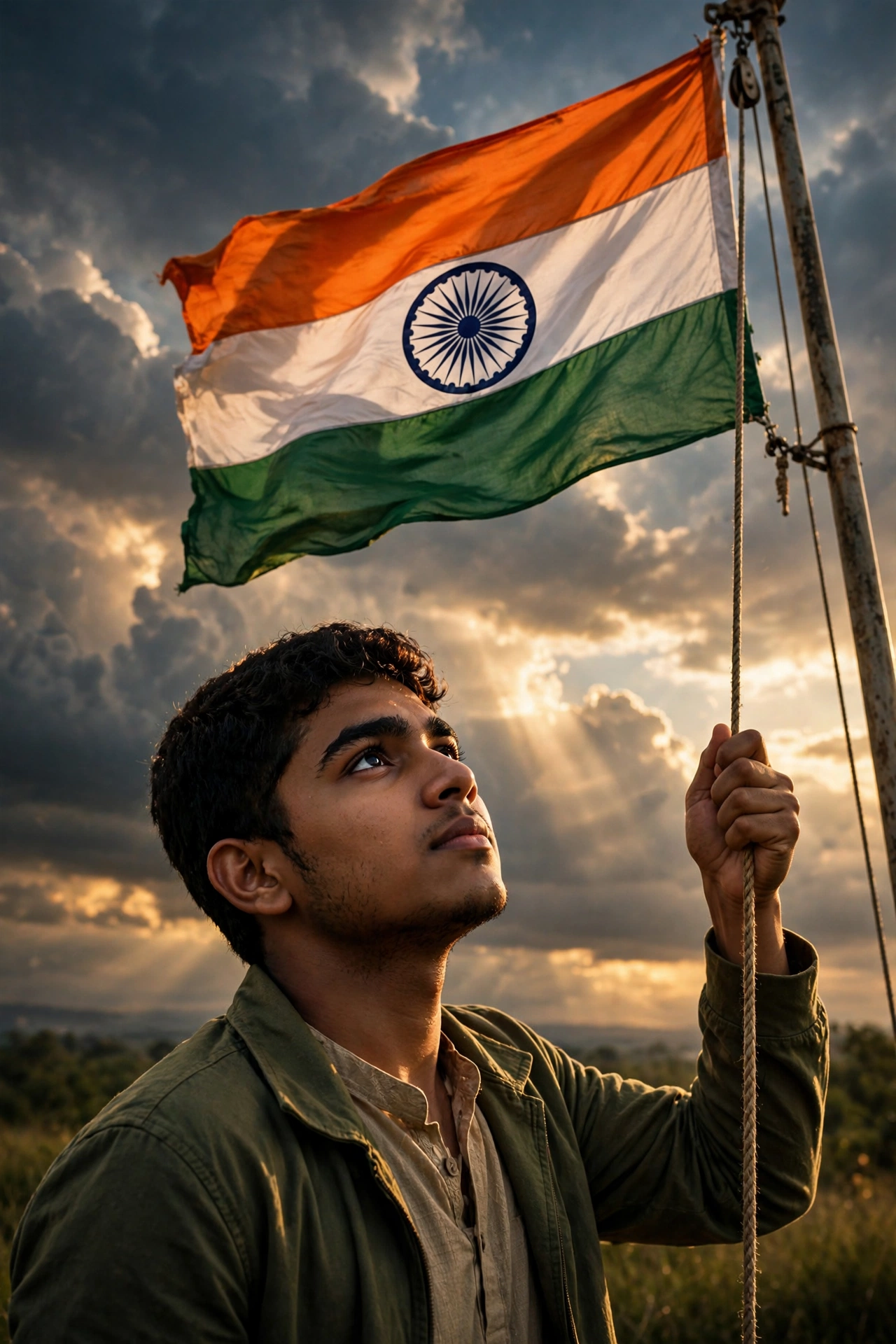 Republic Day Flag Pole Portrait Prompt