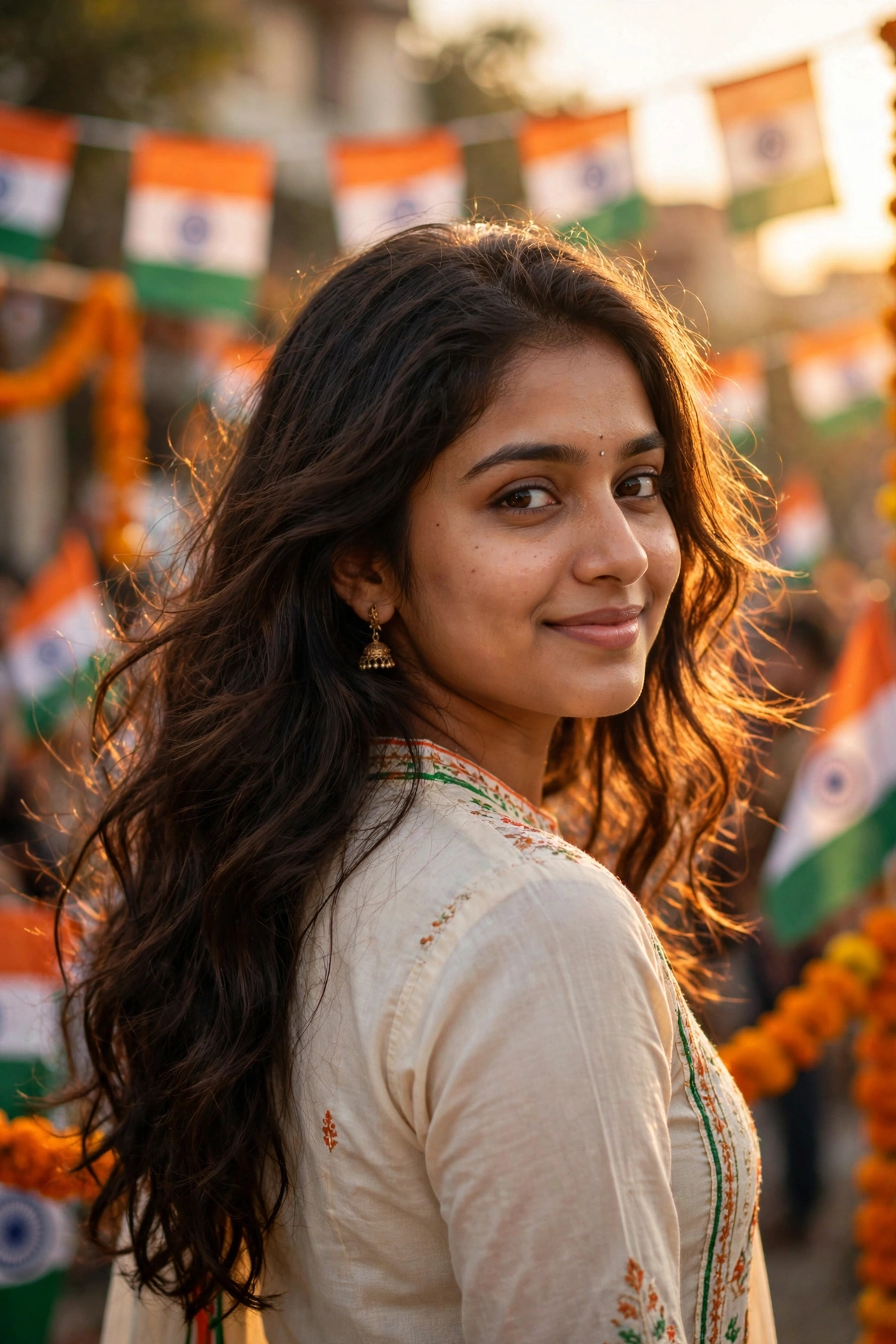 Republic Day Flag Portrait Girls Prompt