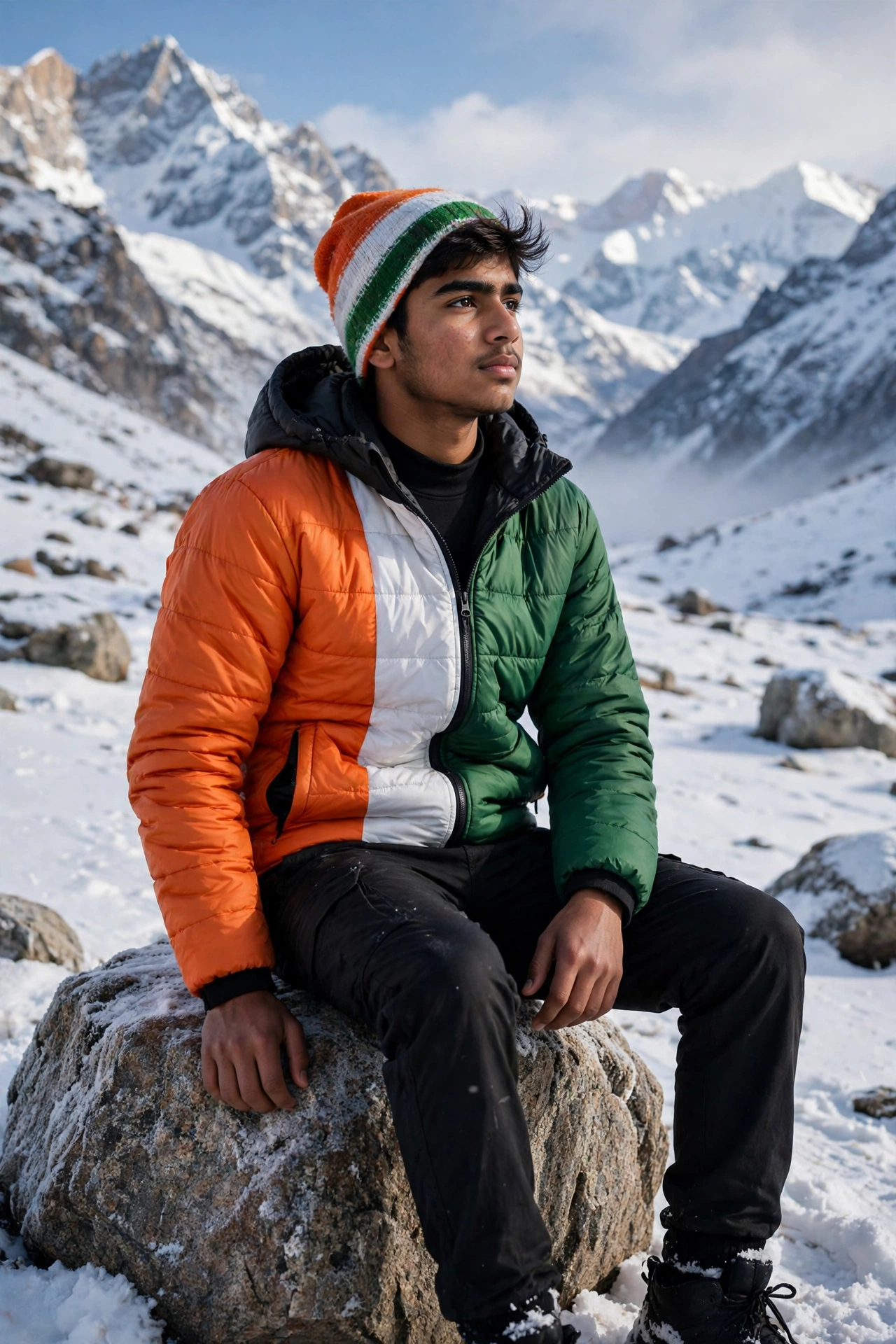 Republic Day Snowfield Boy Portrait Prompt