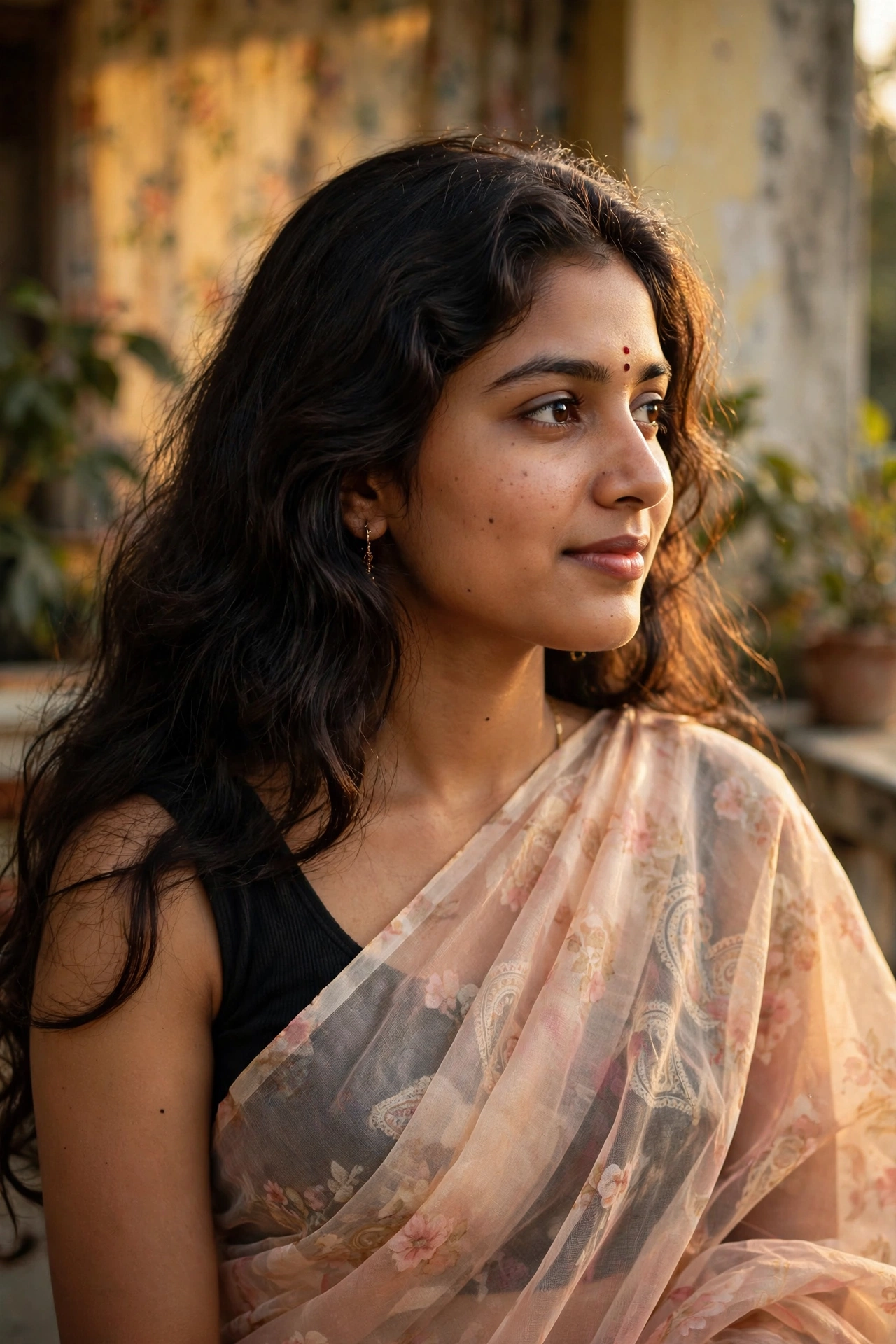 Retro Organza Saree Portrait