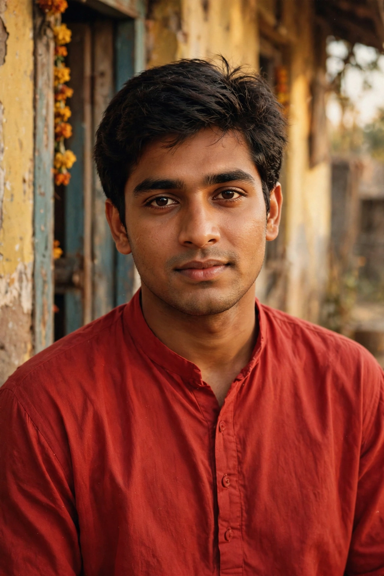 Retro Red Kurta Pinterest Aesthetic Prompt