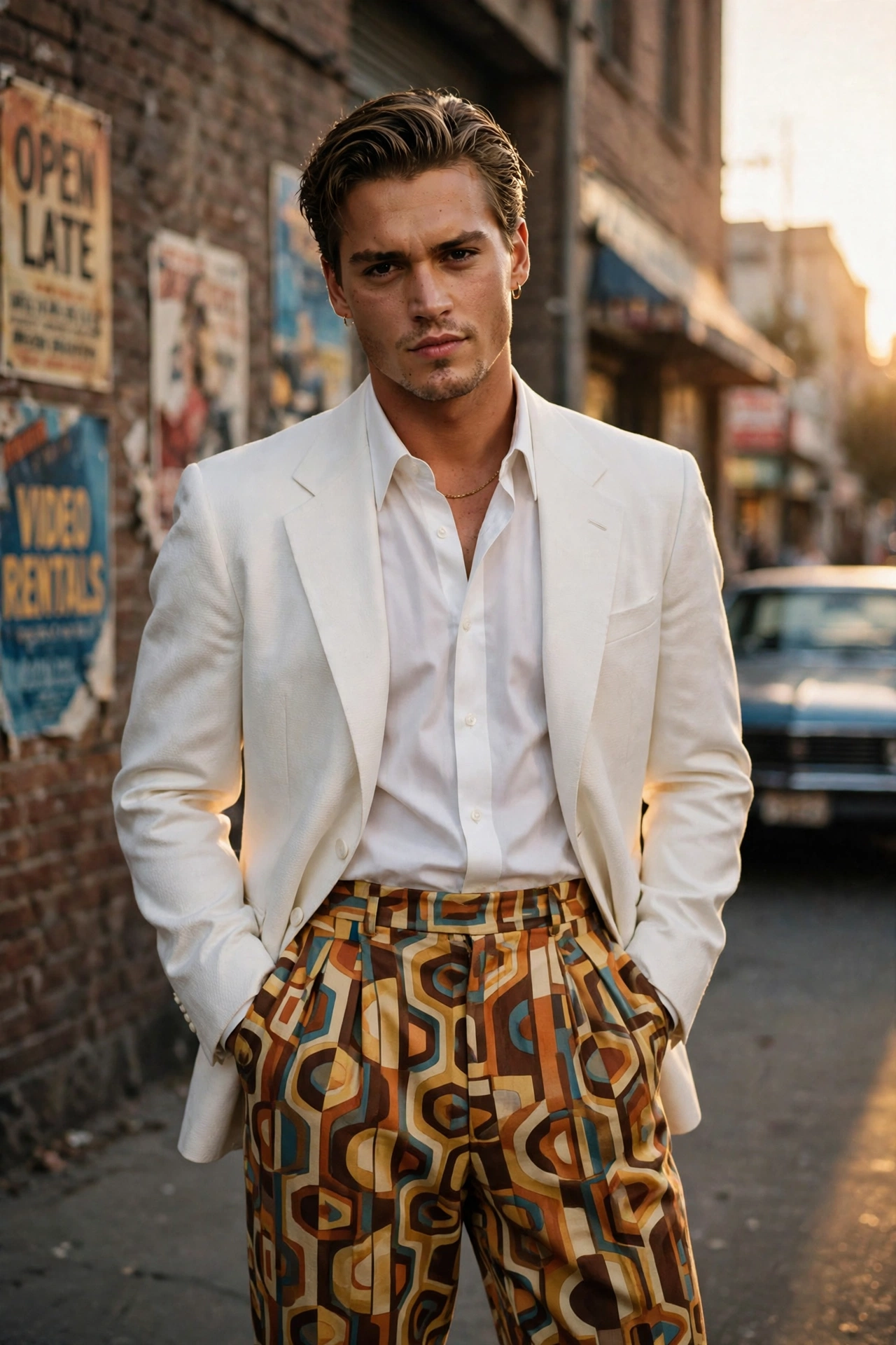 Retro White Suit Look