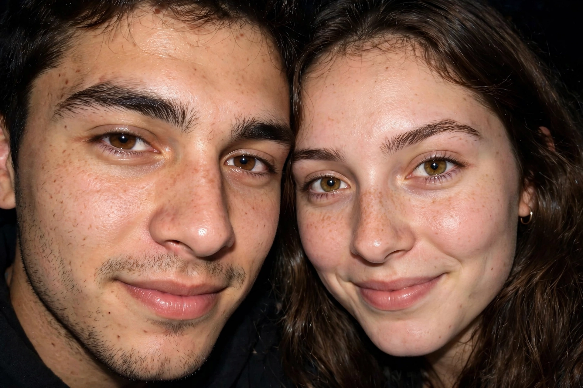 Romantic Flash Selfie Close-Up