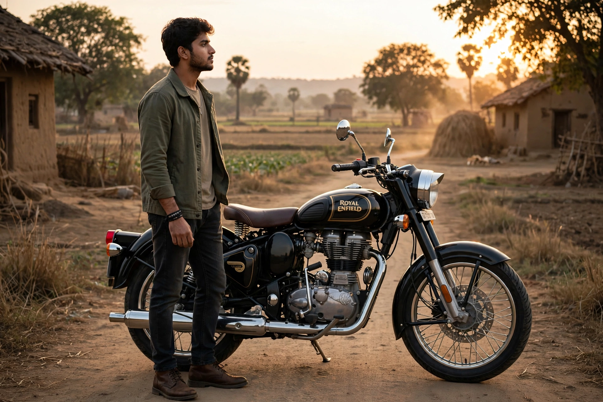 Royal Enfield Rural Side-Profile Portrait