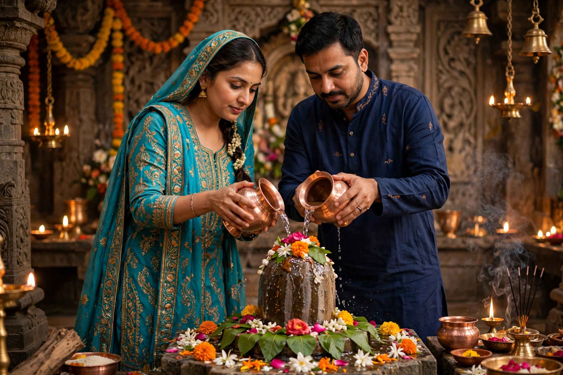 Shivling Abhishek Couple Portrait