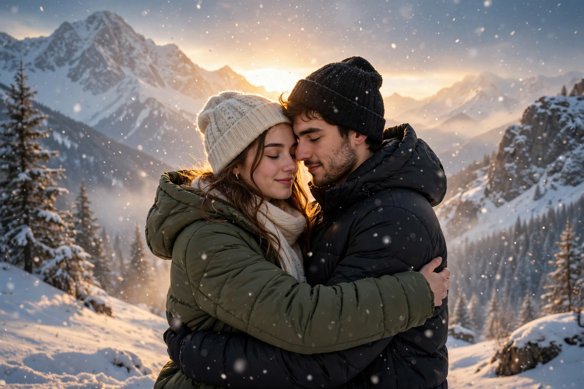Snowy Mountain Embrace