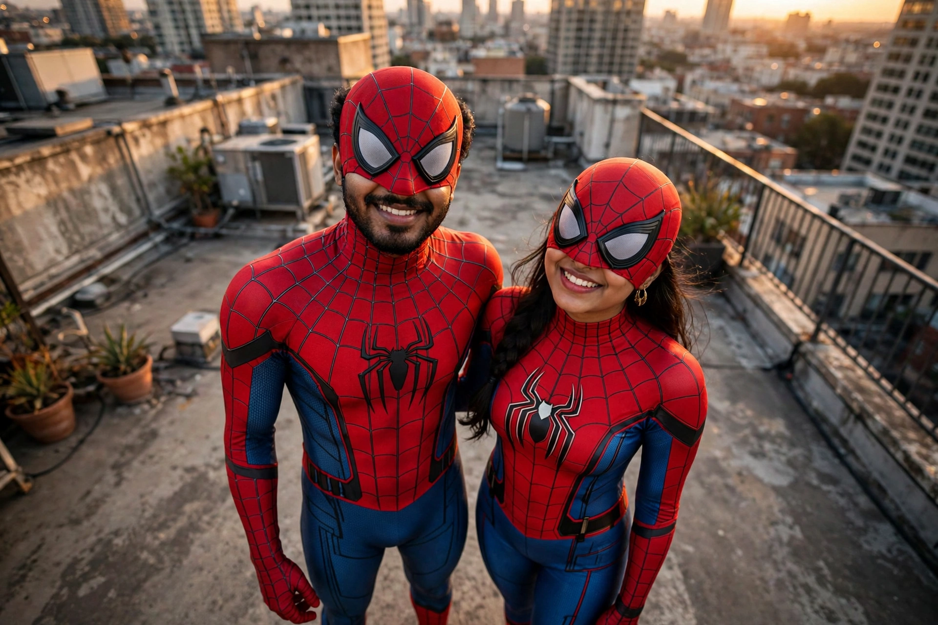 Spider-Man Couple High-Angle Shot Prompt