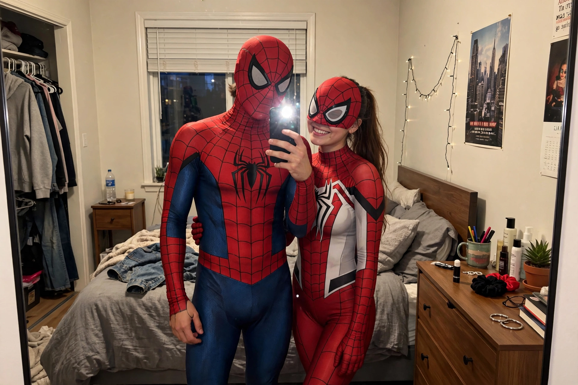 Spider-Man Couple Mirror Selfie