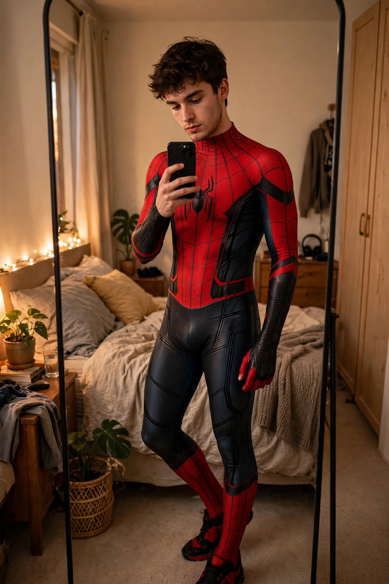 Spider-Man Suit Mirror Selfie Prompt