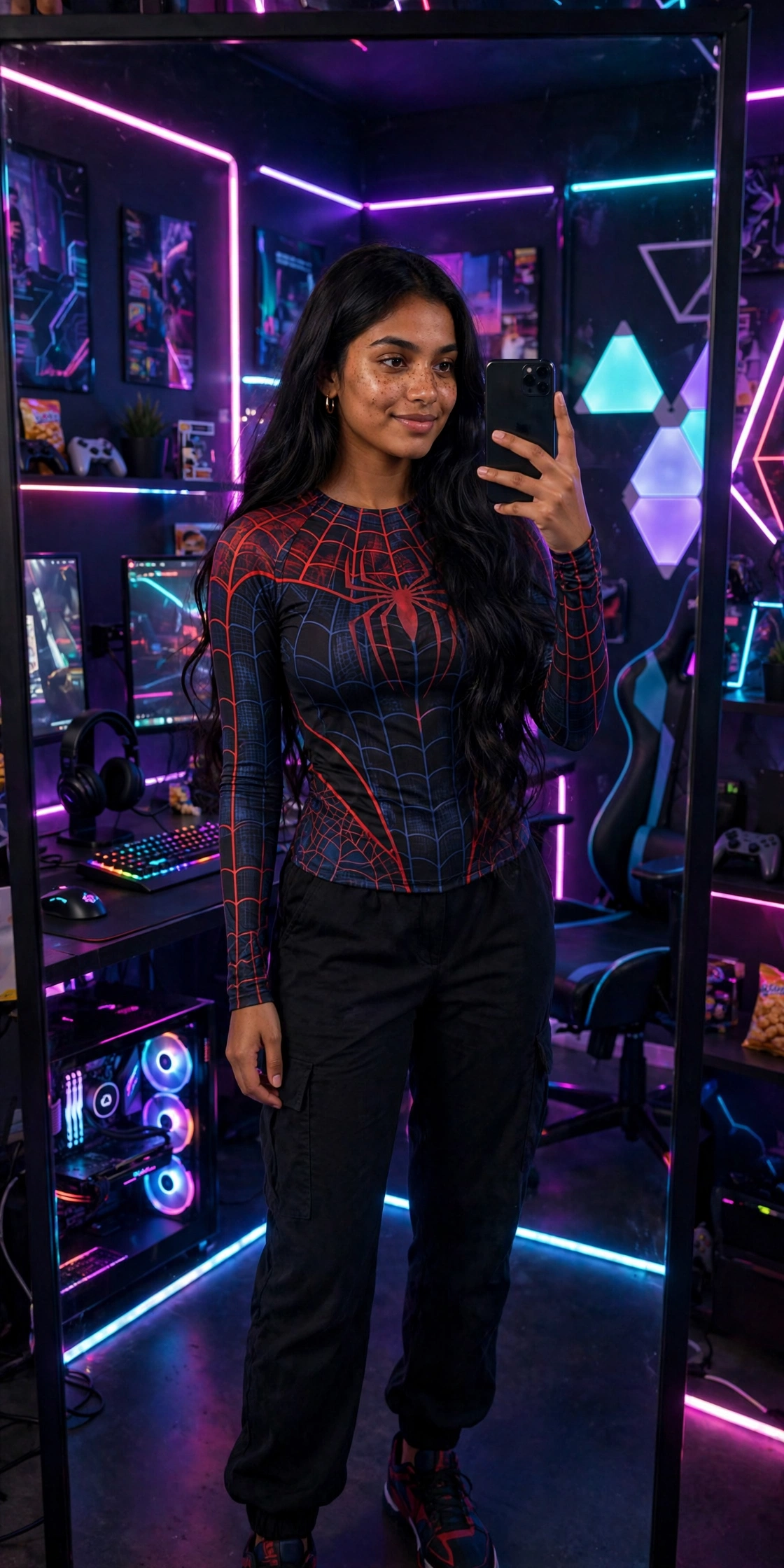Spider-Woman Gaming Room Mirror Selfie