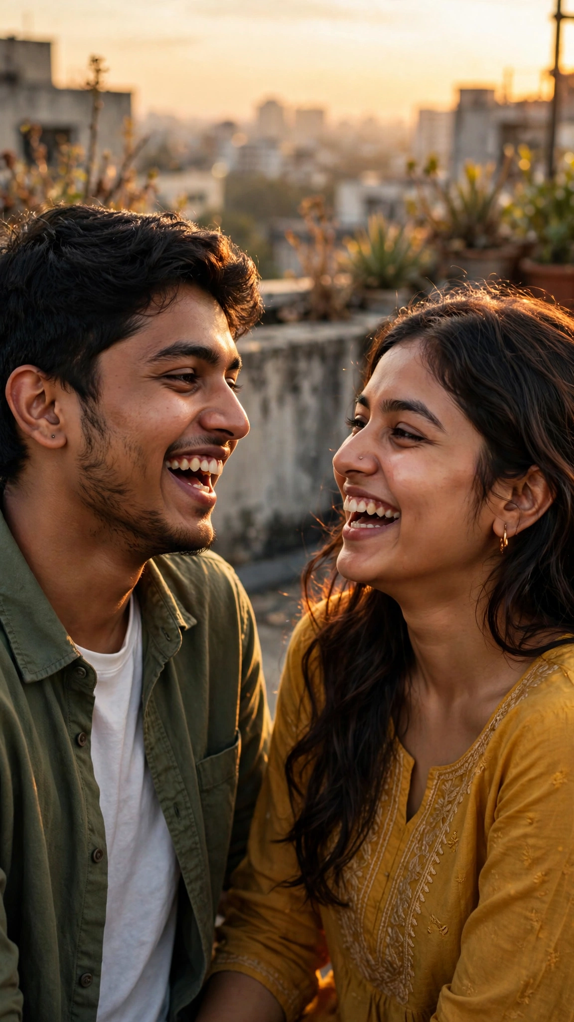 Sunset Rooftop Laugh