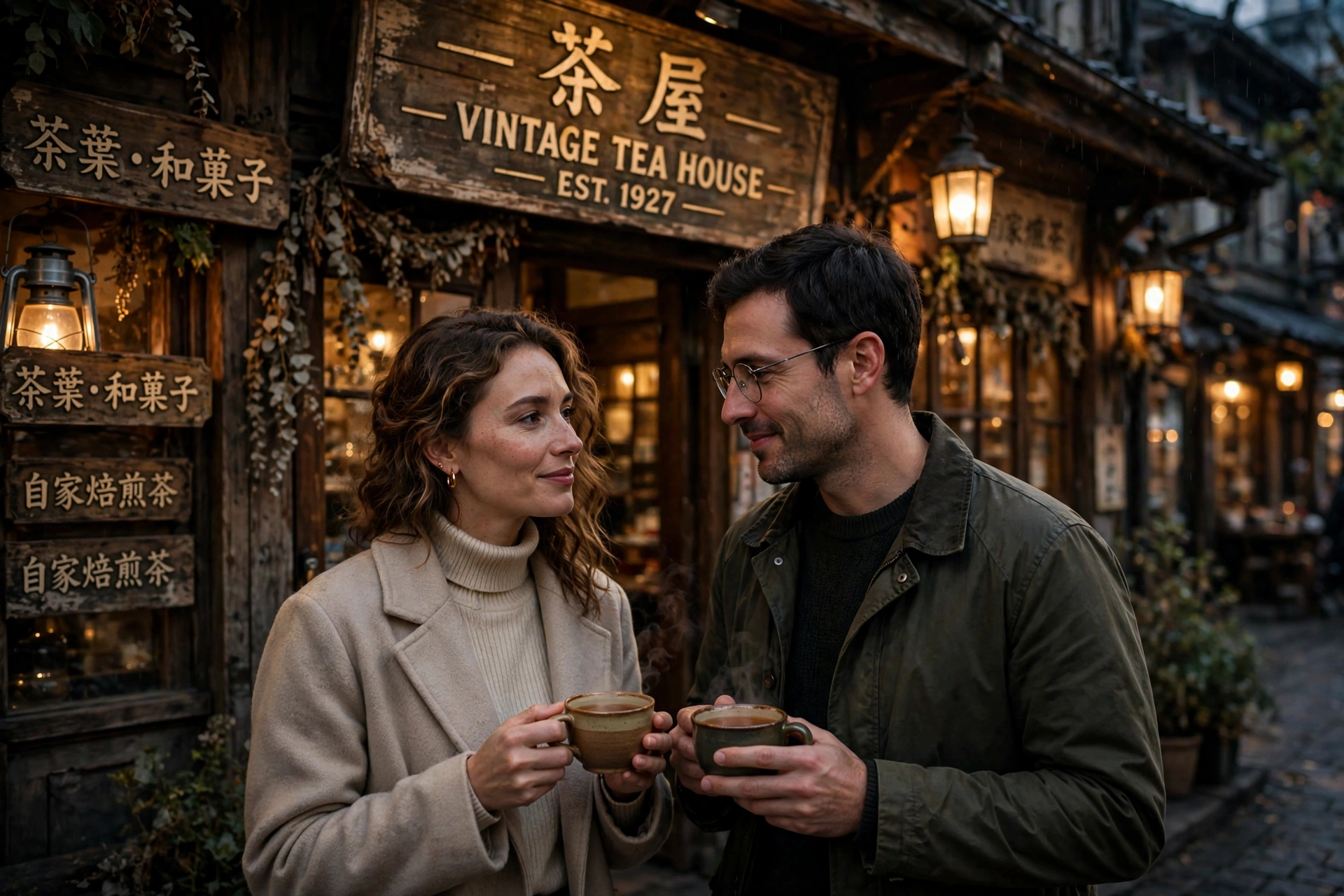 Tea Shop Candid Couple Photo