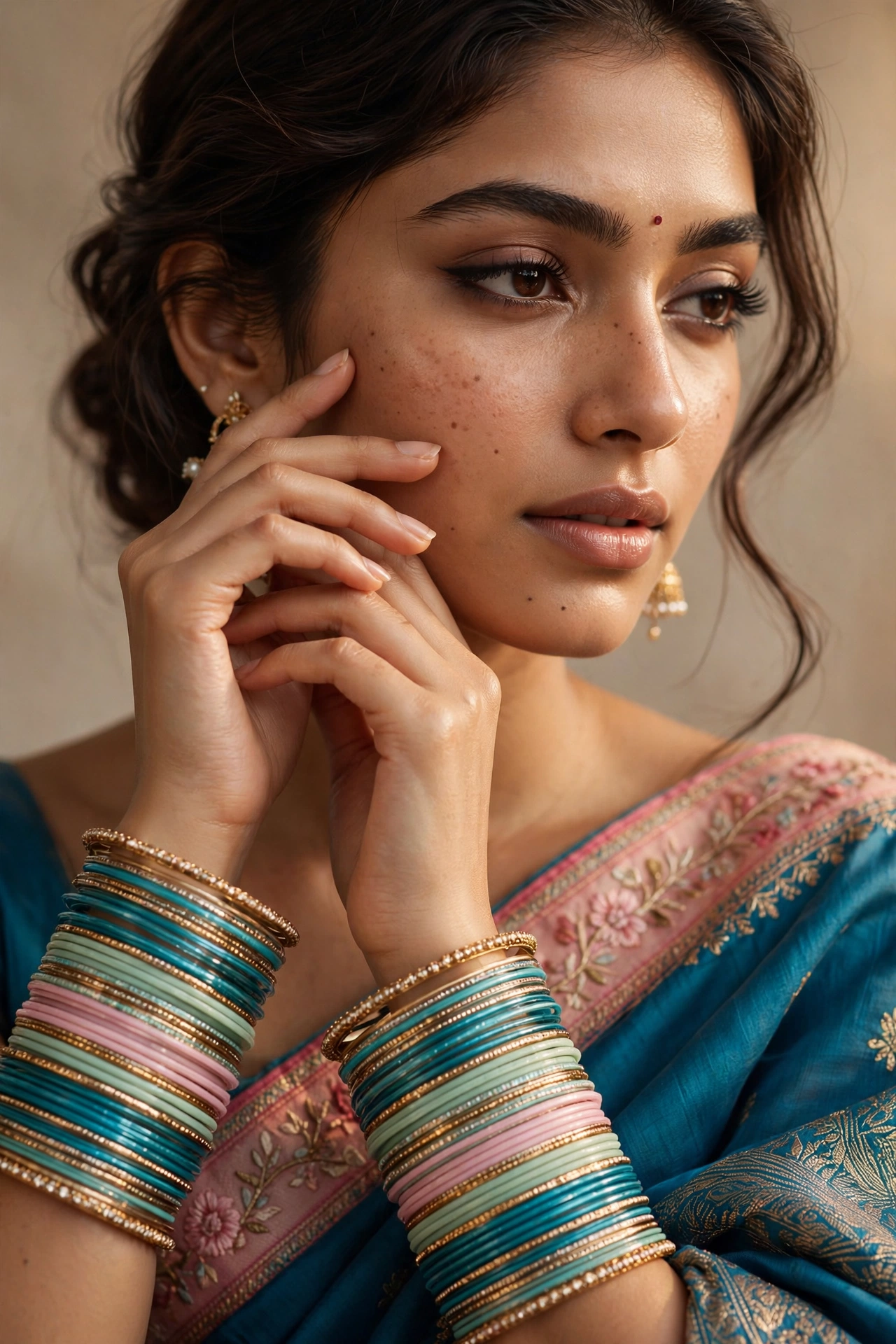 Teal Saree Bangles Collage