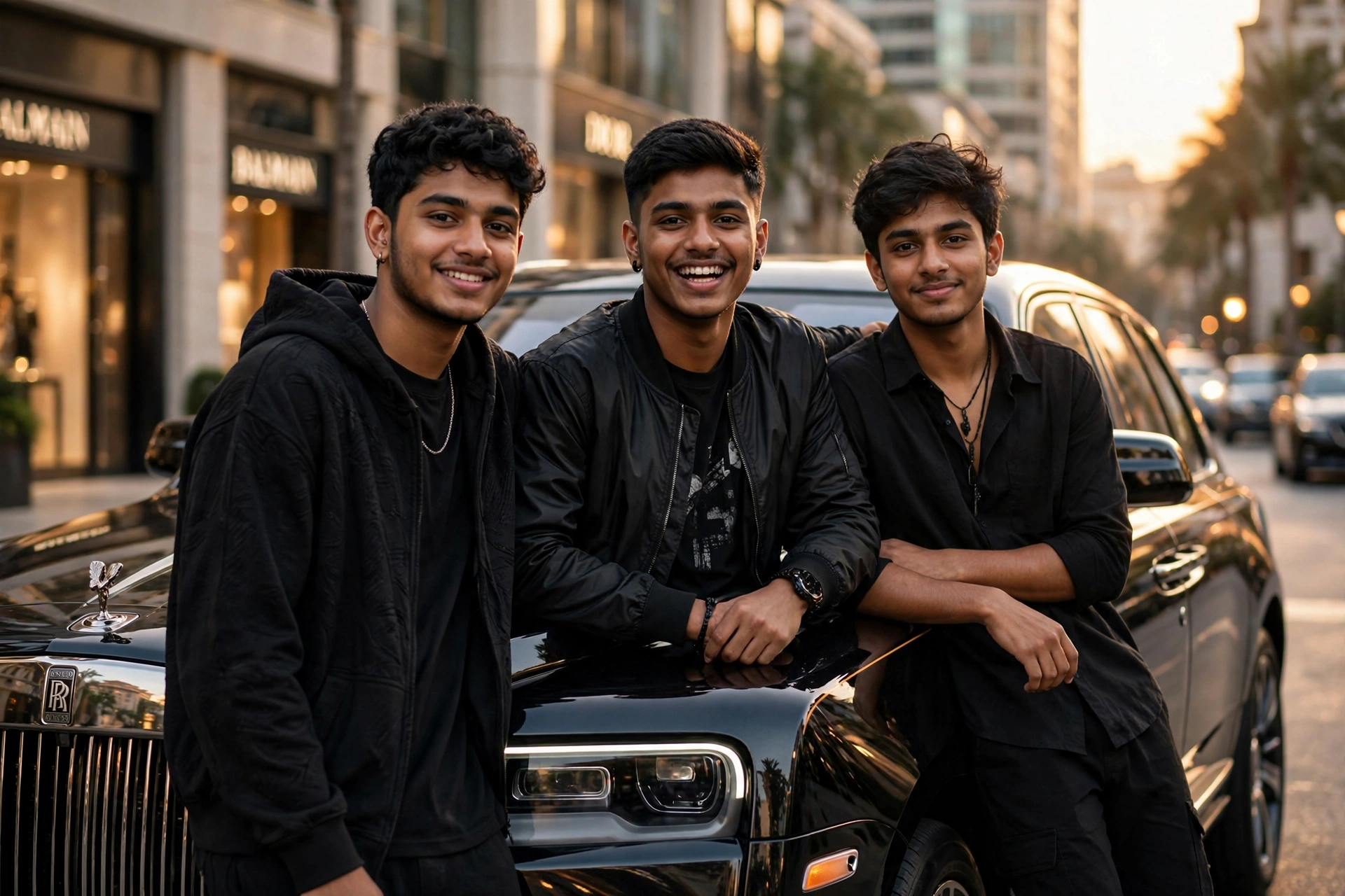 Three Friends Luxury Car Portrait