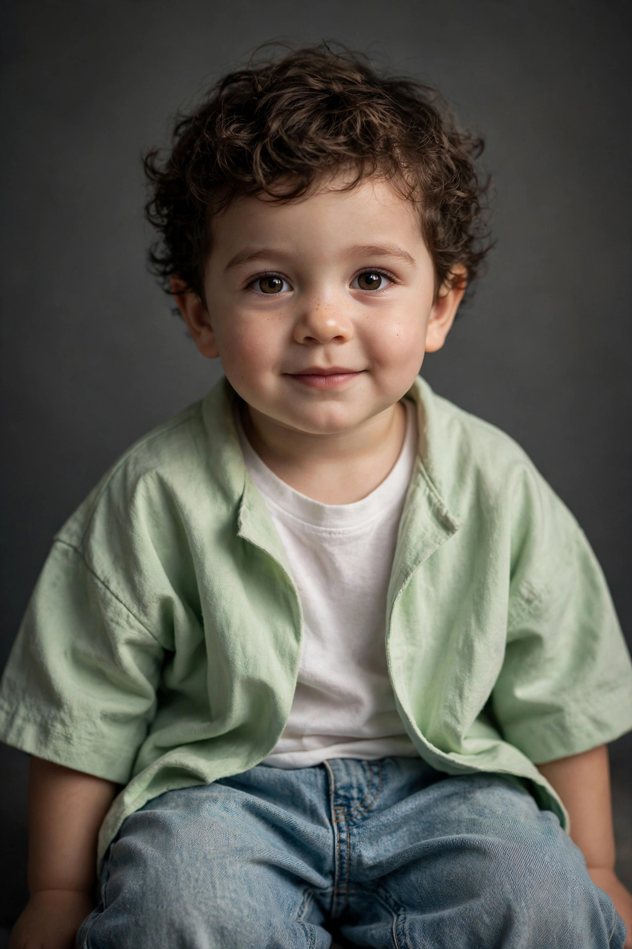 Toddler Boy, Pastel Green Oversized Shirt, White Tee