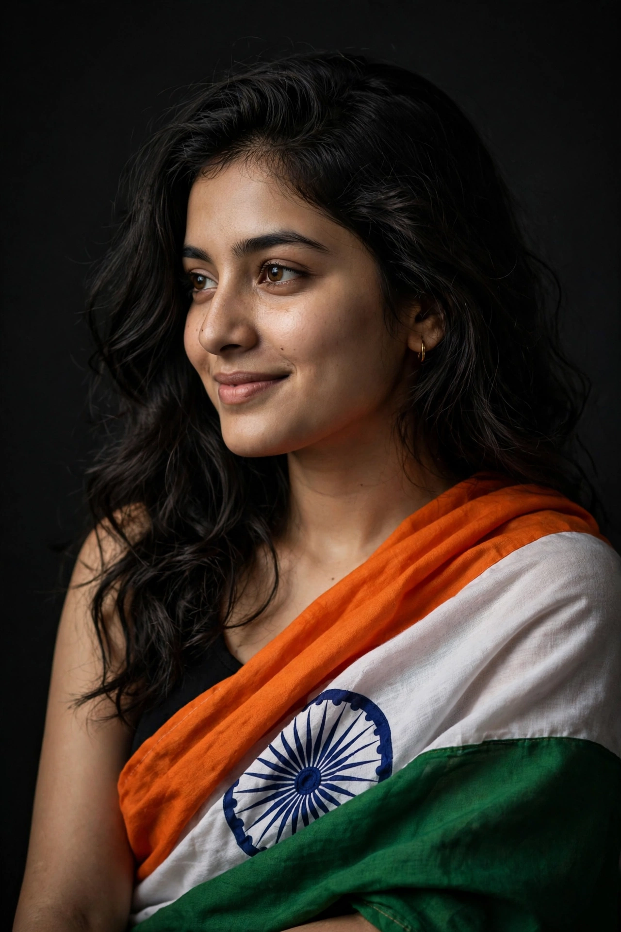Tricolor Flag Draped Portrait