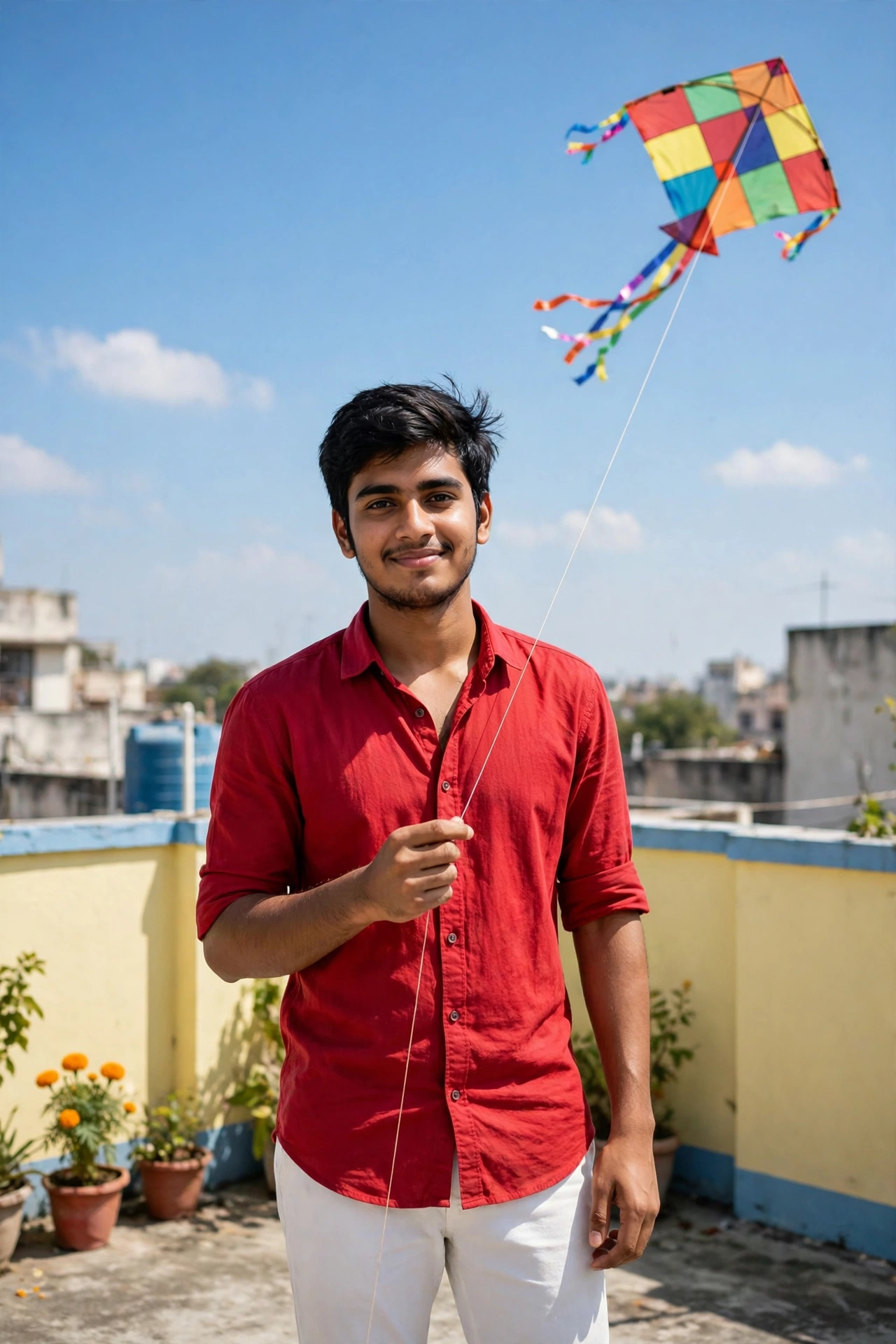 Uttarayan Kite Flying Rooftop Portrait