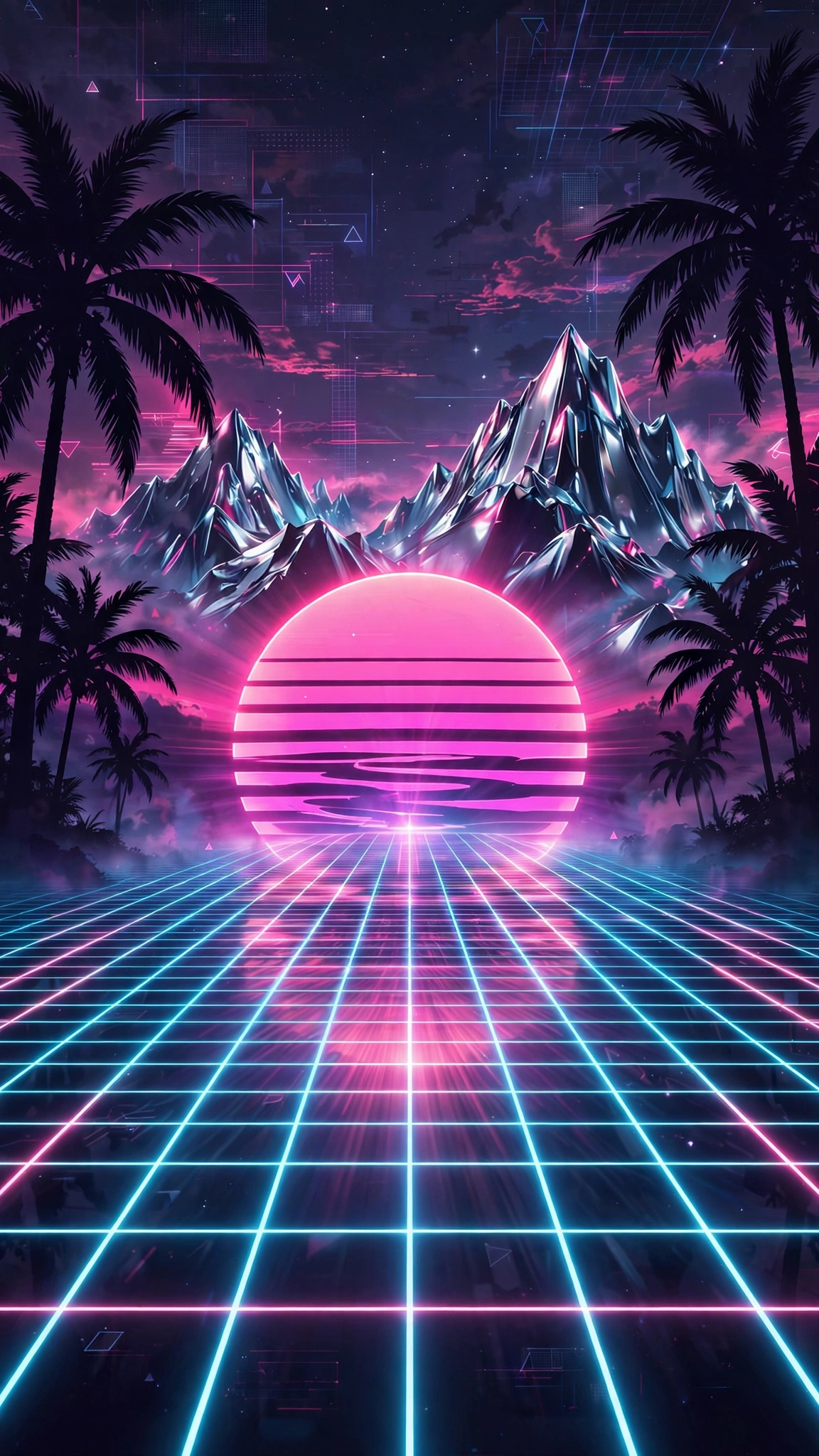 Vaporwave Grid Sunset