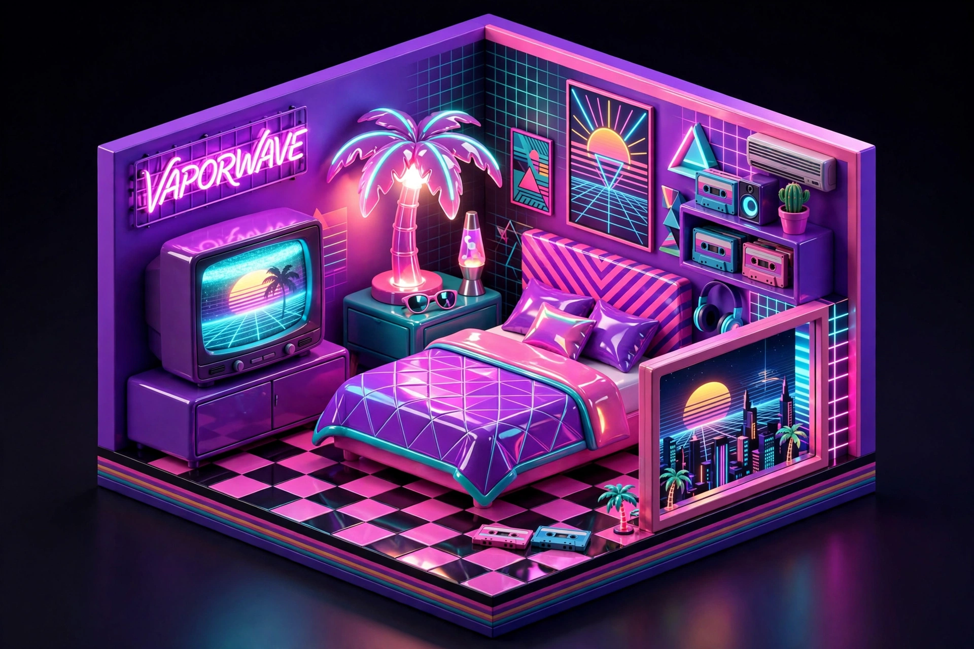 Vaporwave Room Diorama