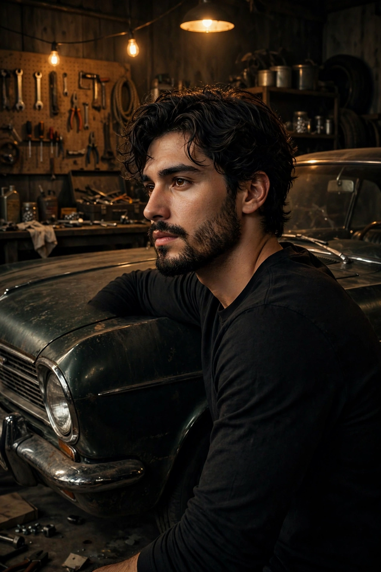 Vintage Car Garage Portrait