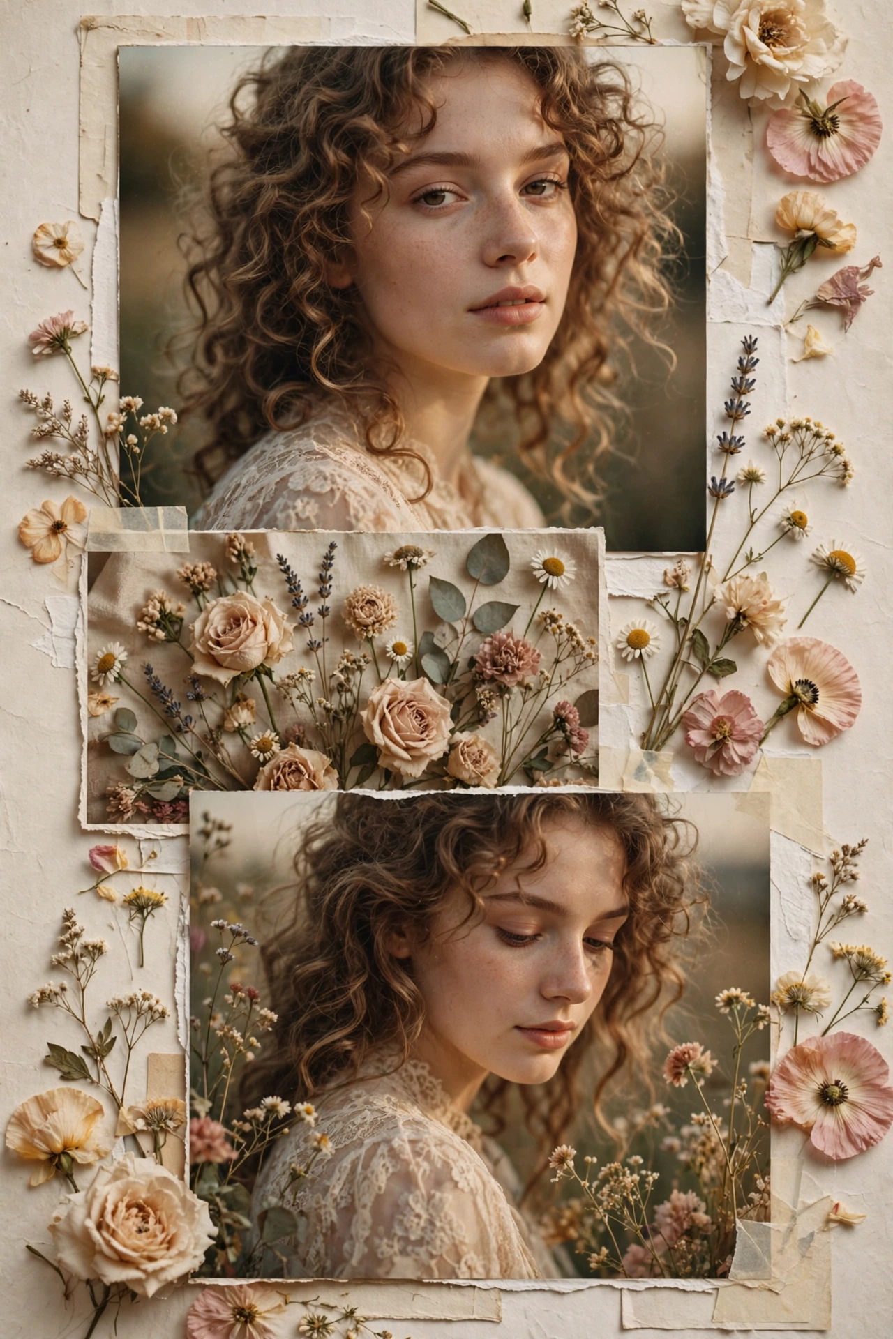 Vintage Floral Portrait Collage