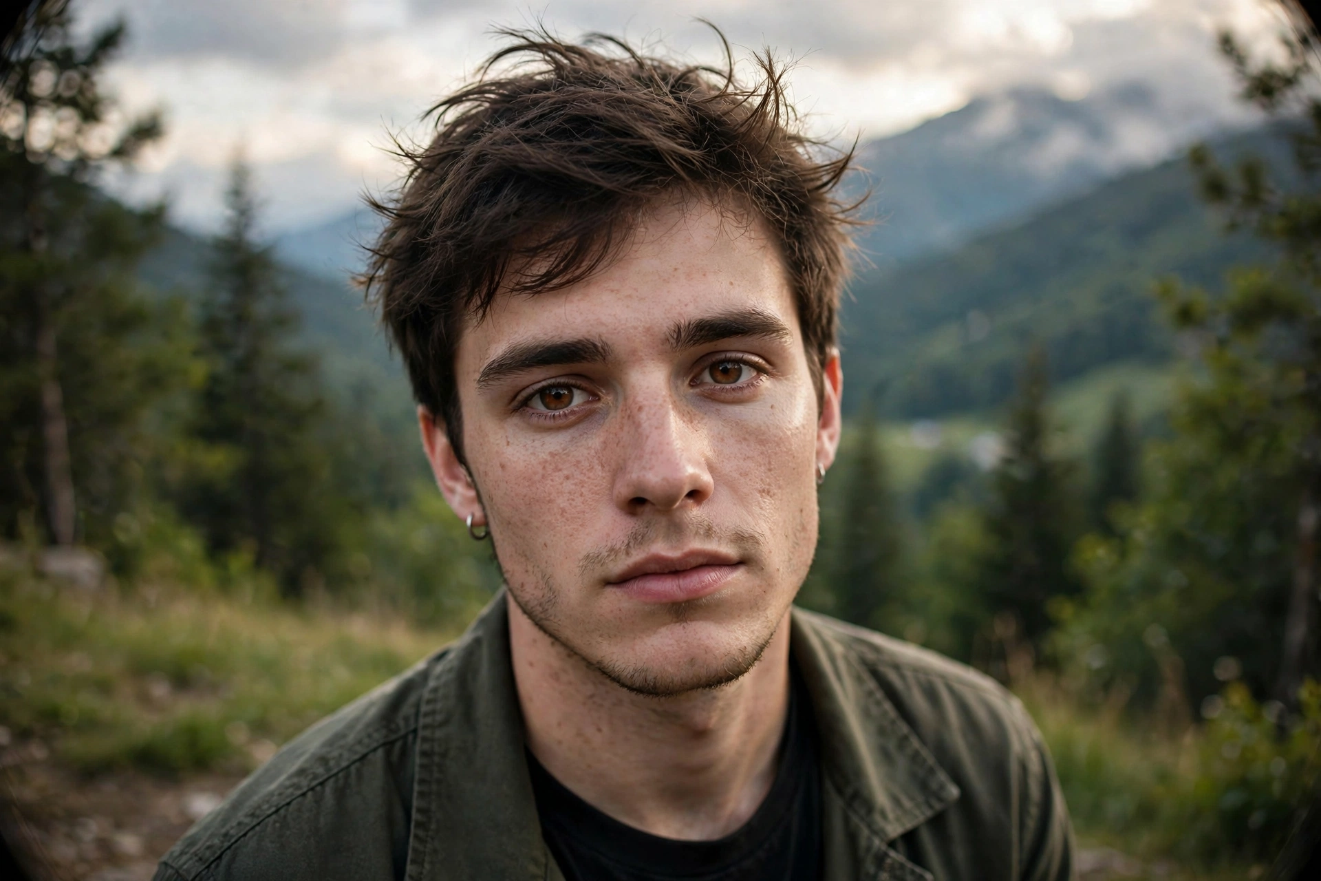 Wide-Angle Portrait of the Young Man