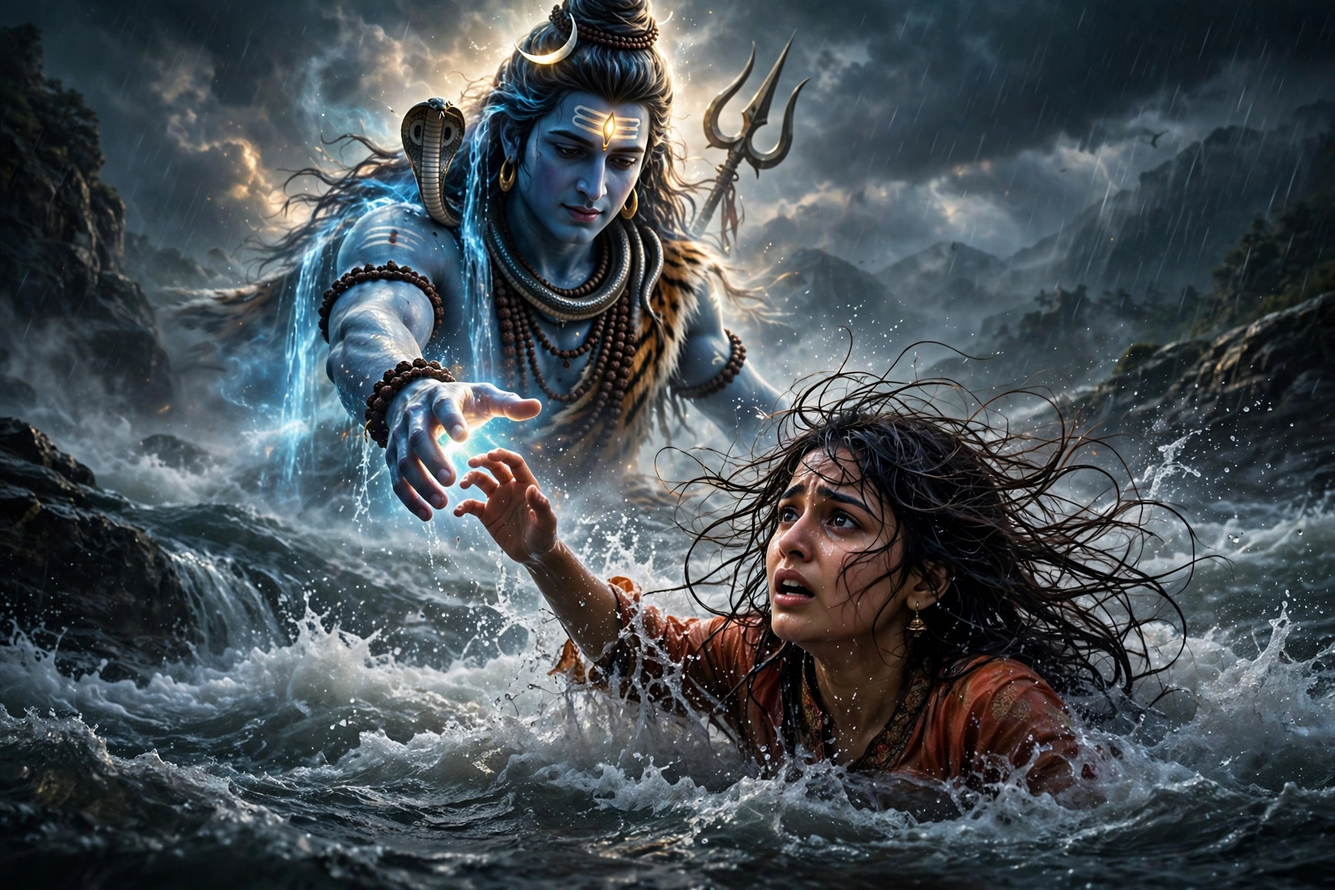 Woman Saved by Lord Shiva in River