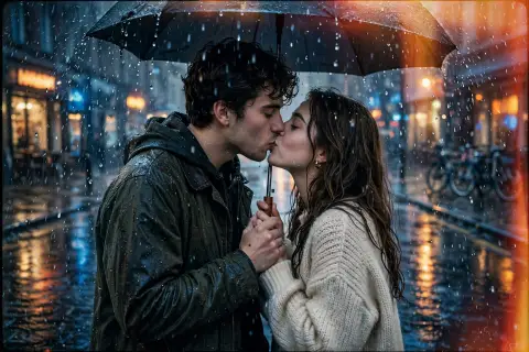 Couple 35mm Rain Kiss /couple /35mm /rain