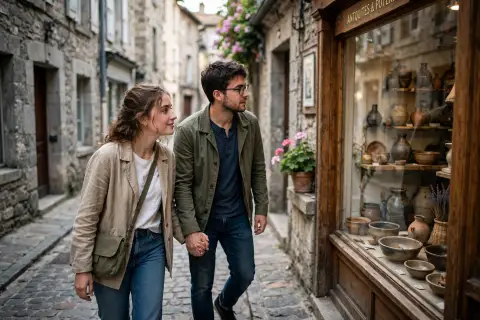 Couple Walking Candid Old Town /walkingcandidpose /oldtown