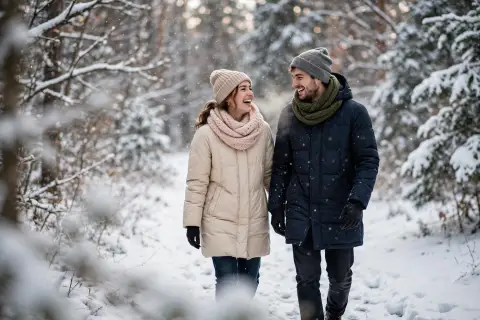 Couple Walking Candid Snow /walkingcandidpose /snow