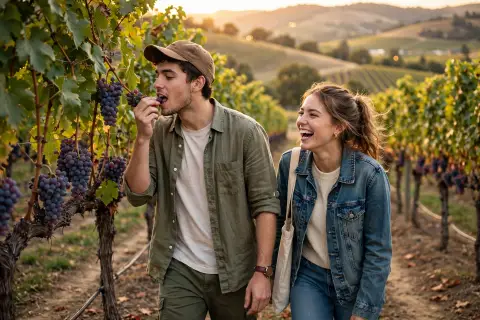 Couple Walking Candid Vineyard /walkingcandidpose /vineyard