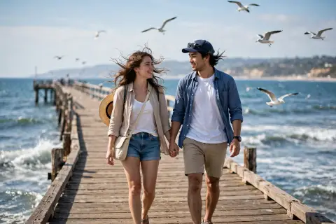 Couple Walking Candid Pier /walkingcandidpose /pier